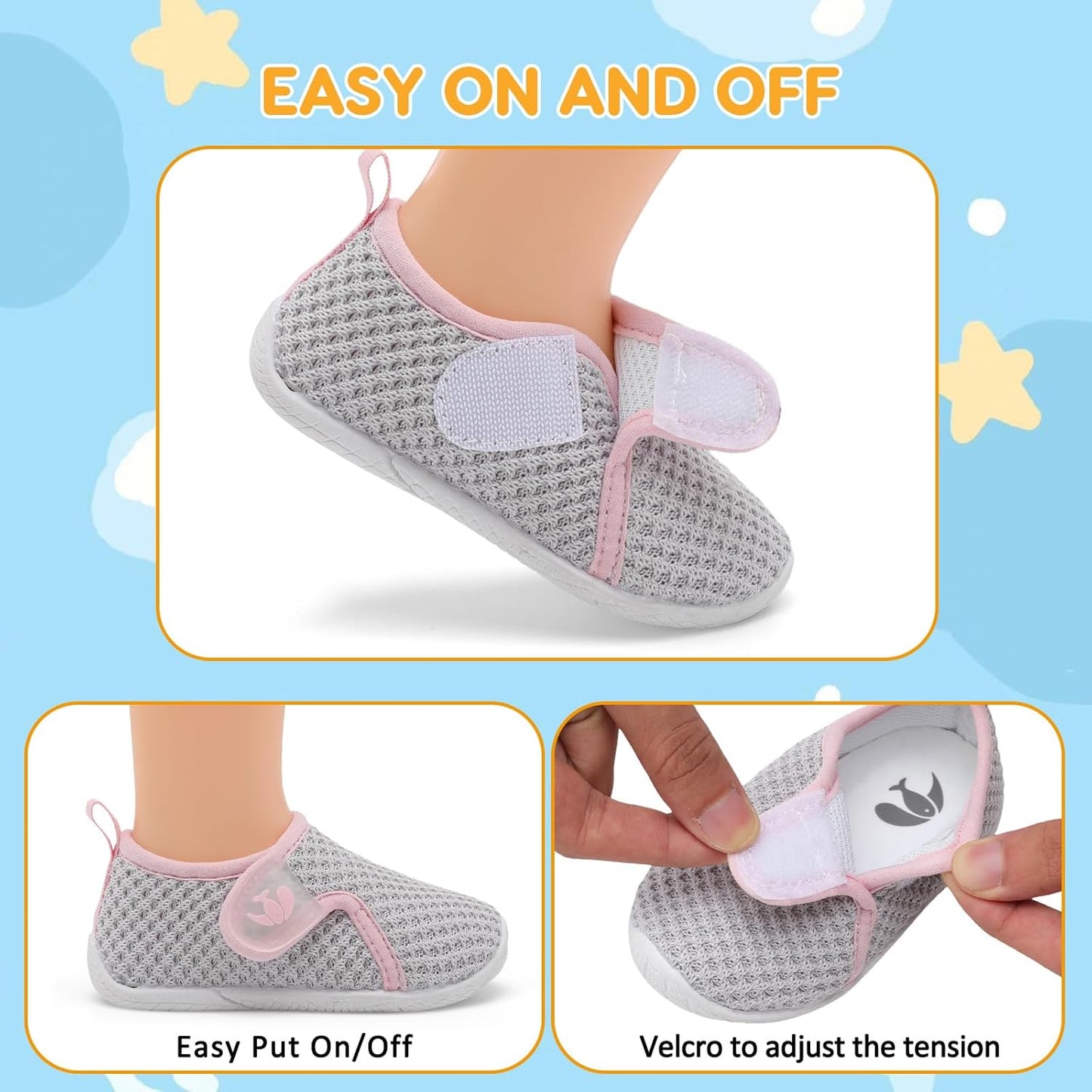 FEETCITY Toddler Walking Shoes Slip On Toddler Shoes Boys Girls Kids Sports Sneakers Casual School Shoes Barefoot Shoes