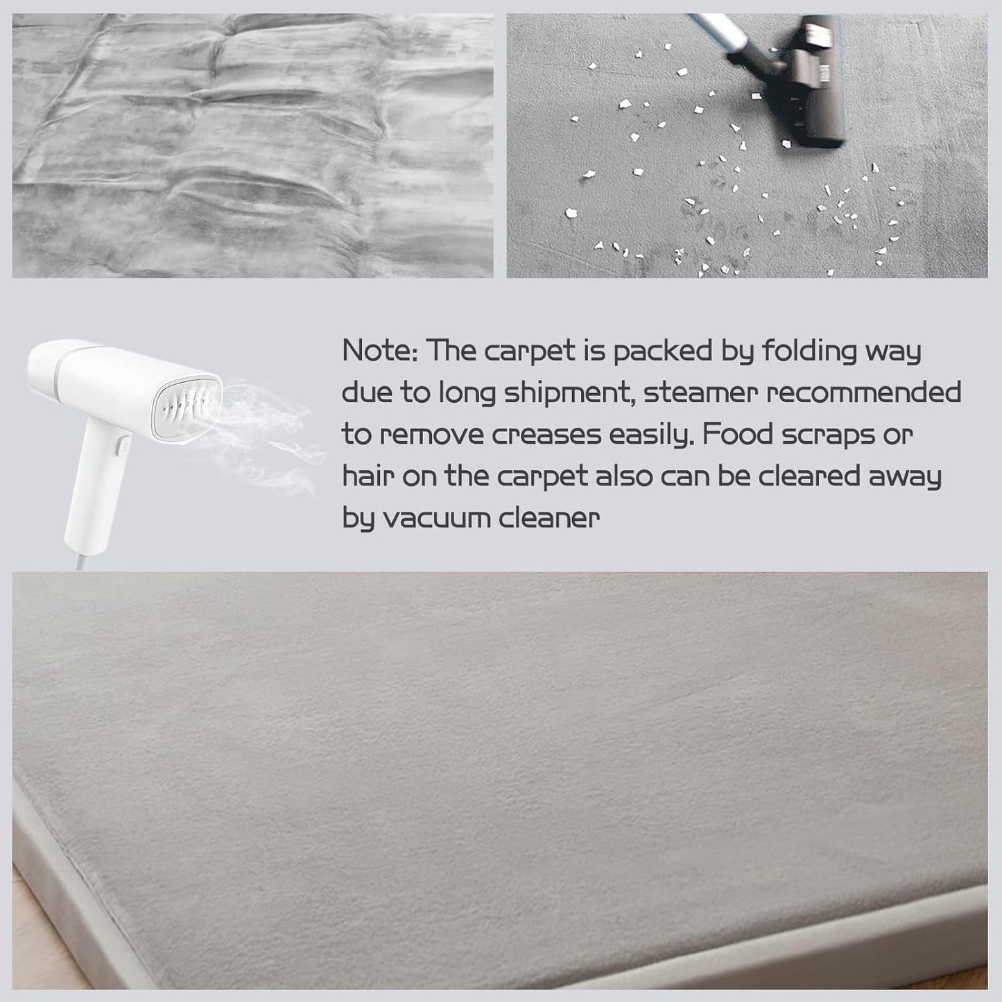 MAXYOYO Grey Coral Velvet Area Rug, Thick Japanese Tatami Mat Living Room Carpet with Non-Slip Backing, Large Solid Color Mat for Bedroom Dormitory Yoga, 59 by 78 inch