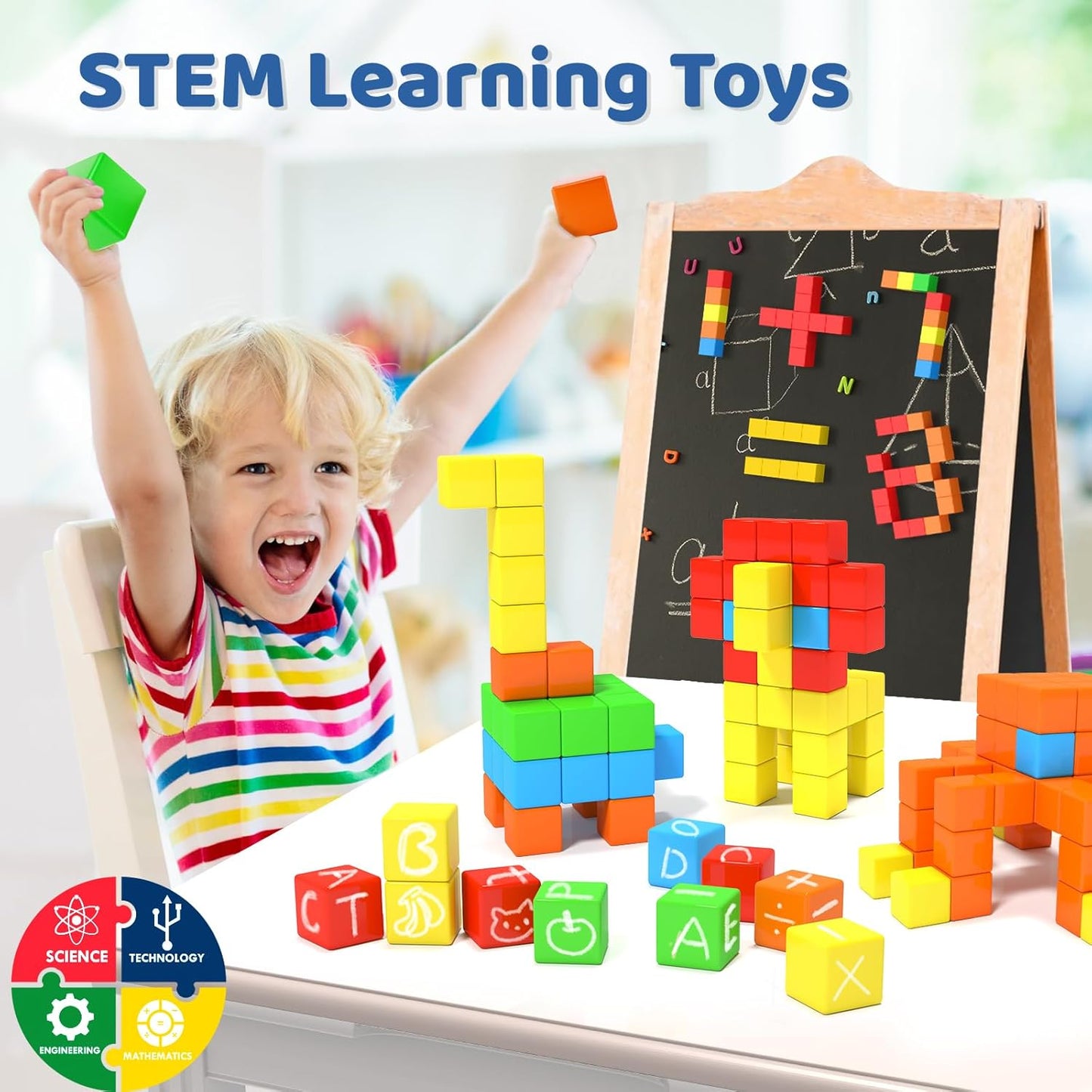 Magnetic Blocks 1.18 inch, Large Magnetic Cube Toy for Sensory STEM Education Preschool Magnet Toys for 3 4 5 6 Year Old Boys and Girls,Christmas Birthday Gifts for Kids Age 3+