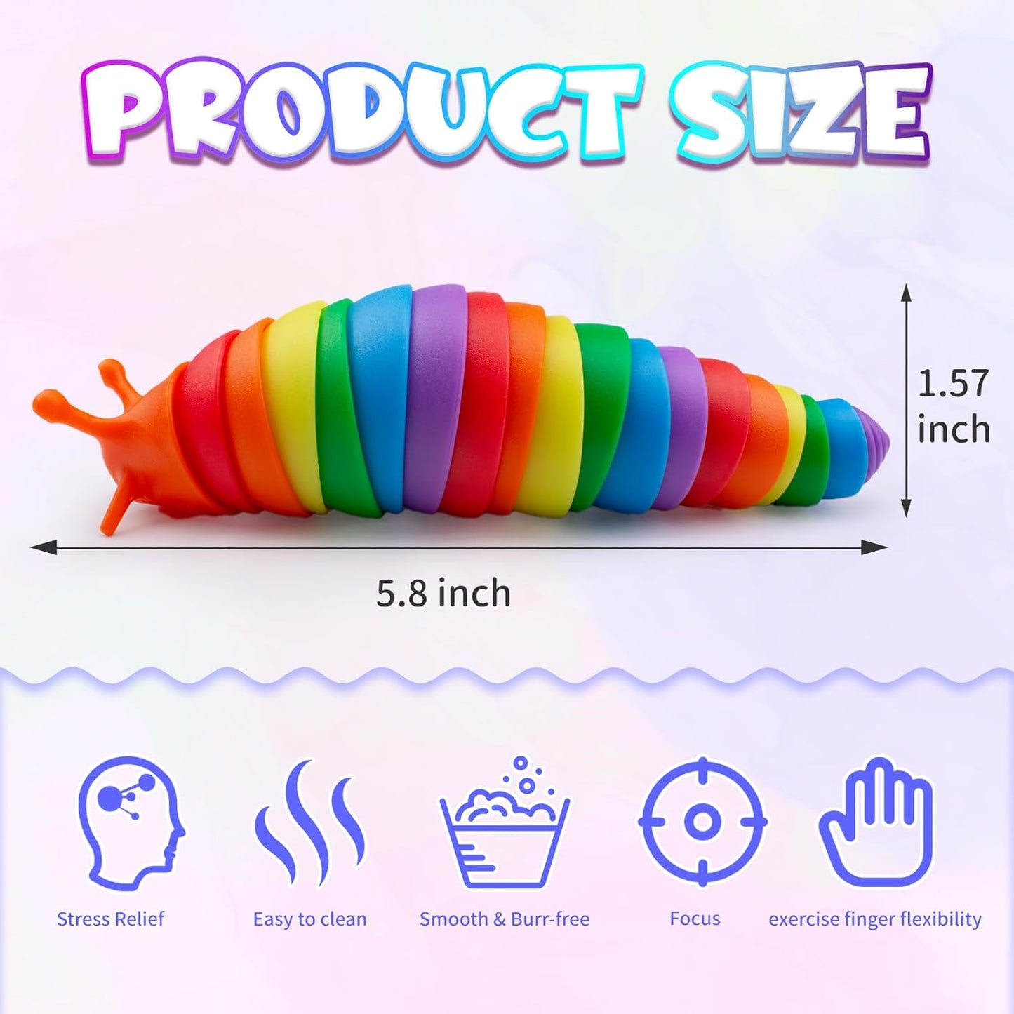 Cevioce 8 PCS Fidget Toys Slug for Adults Anxiety Sensory Toys for Party Favors Toddler Fidget Toys Age 3-4 ADHD Autism Toys for Anxiety Stress Christmas Stocking Stuffers Gifts for Boys Girls