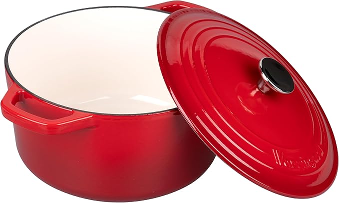 Enameled Cast Iron Dutch Oven Pot with Lid, for Bread Baking, Round Bread Oven- include Sourdough Bread Baking Supplies Set, 4.5QT, Red