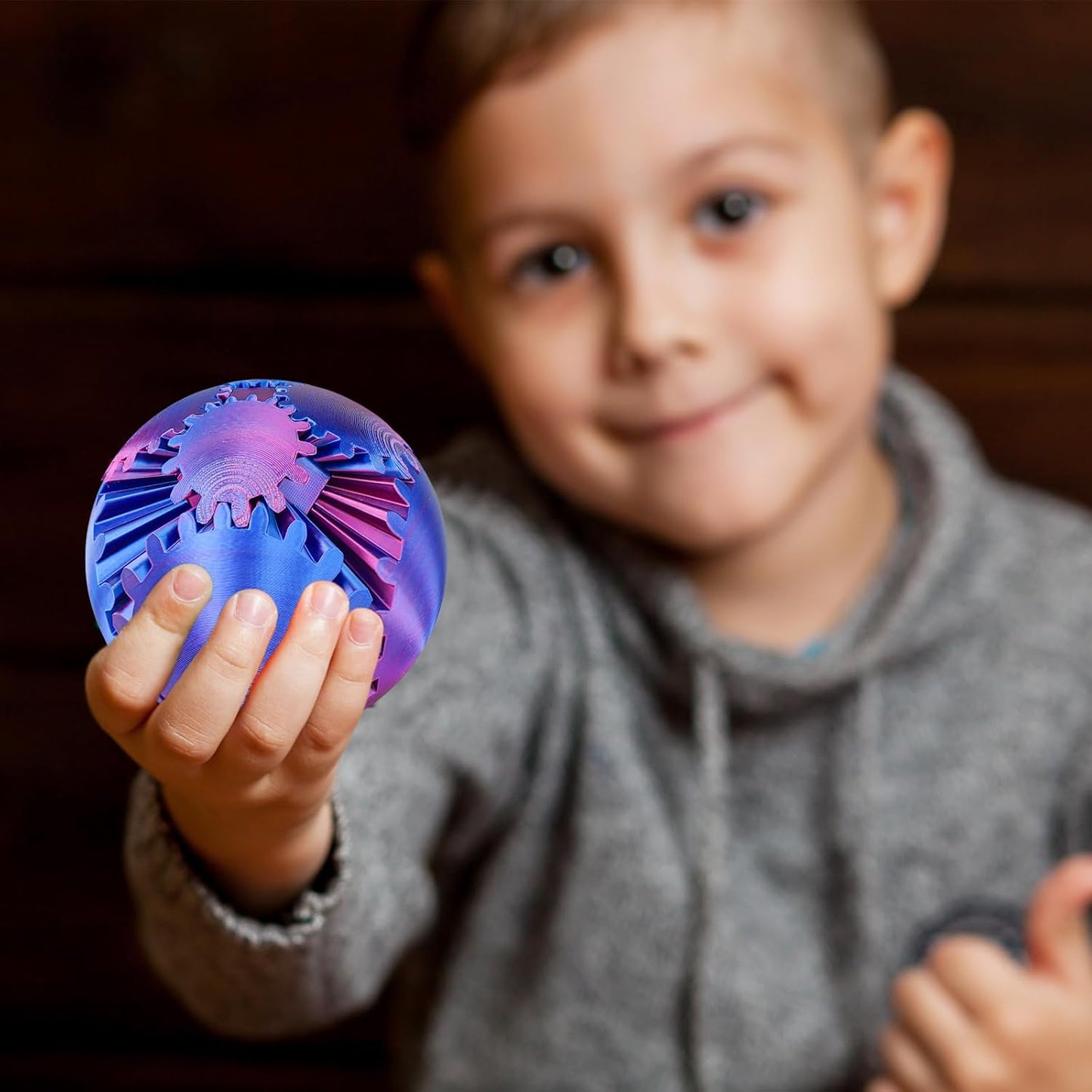 Gear Ball Fidget Toy - 3D Printed Stress Relief Spinner, Educational and Fun Gift for Kids & Adults, Durable & Eco-Friendly, Ideal for Birthday (Silk Purple)