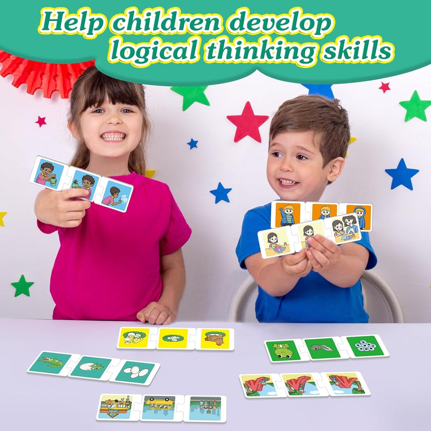 Sequencing Puzzle Cards,Sequence Board Game for Kids,Speech Therapy Materials for Autism,Storytelling,Social Skills,Sentence Building,Toddler Puzzles,Learning Activities,Classroom &Homeschool