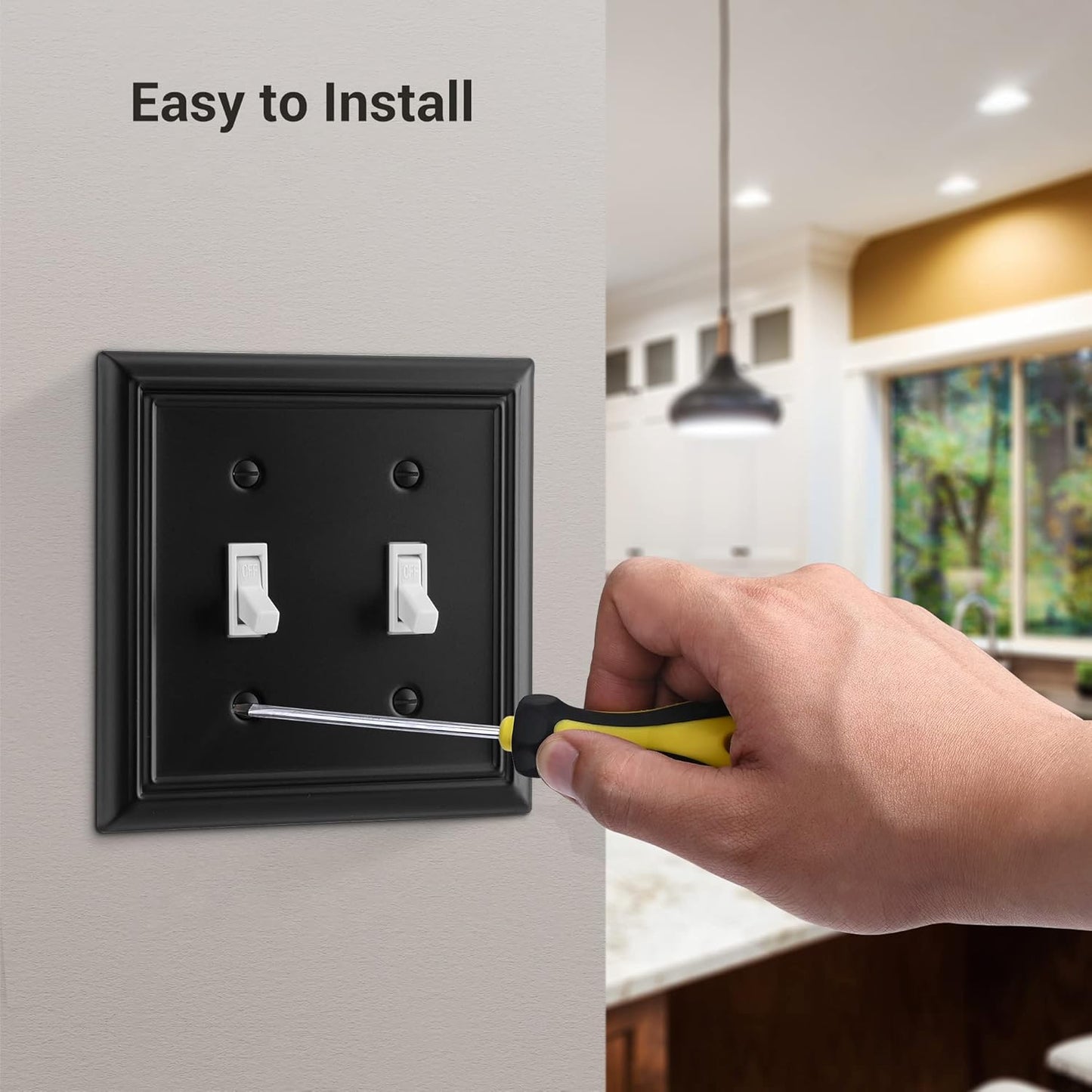 DEWENWILS Decorative Light Switch Cover, Metal Toggle Light Switch Wall Plate, 2-Pack