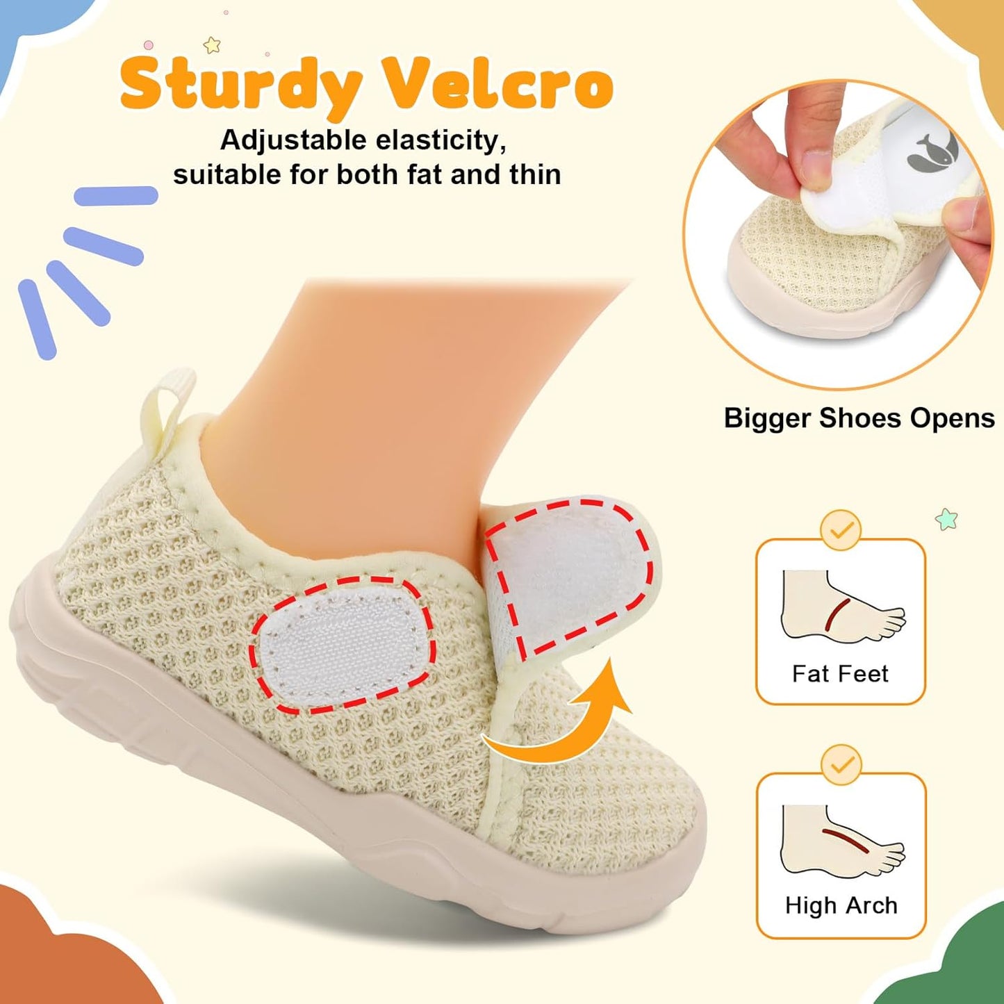 FEETCITY Baby Shoes Boys Girls First Walking Shoes Infant Sneakers Lightweight Slip On Shoe