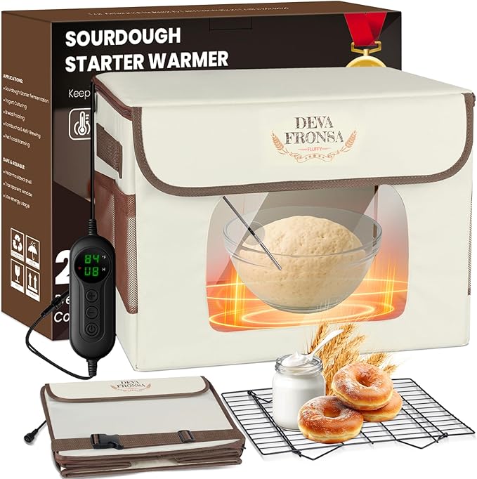 Foldable Bread Proofing Box‌ - 36L Large Dough Proofer with 3-Sided Heating, 24H Timer+Temp Control(50-113℉) with Front Window & Metal Rack for Sourdough, Yogurt & Bread Baking