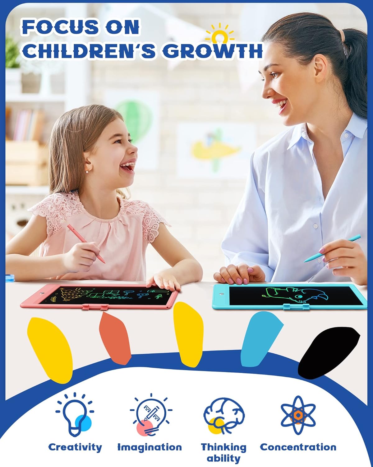 Bravokids Toys for 3-6 Years Old Girls Boys, LCD Writing Tablet 10 Inch Doodle Board, Electronic Drawing Pads, Educational Birthday Gift for 3 4 5 6 7 8 Years Old Kids Toddler (Blue)