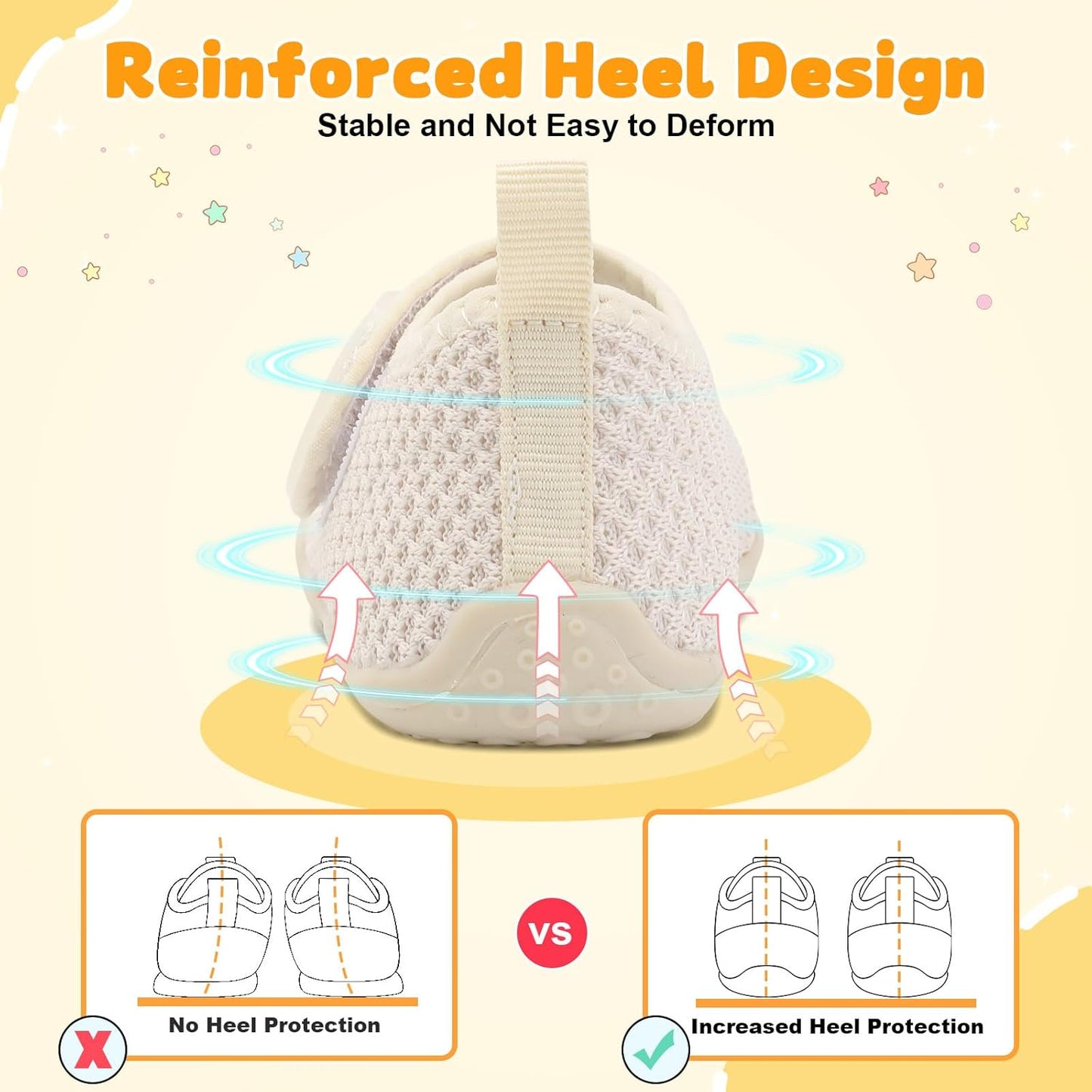 FEETCITY Baby First Walking Shoes Wide Baby Shoes Infant Sneakers Newborn Crib Shoe Barefoot Lightweight Slip On Shoe