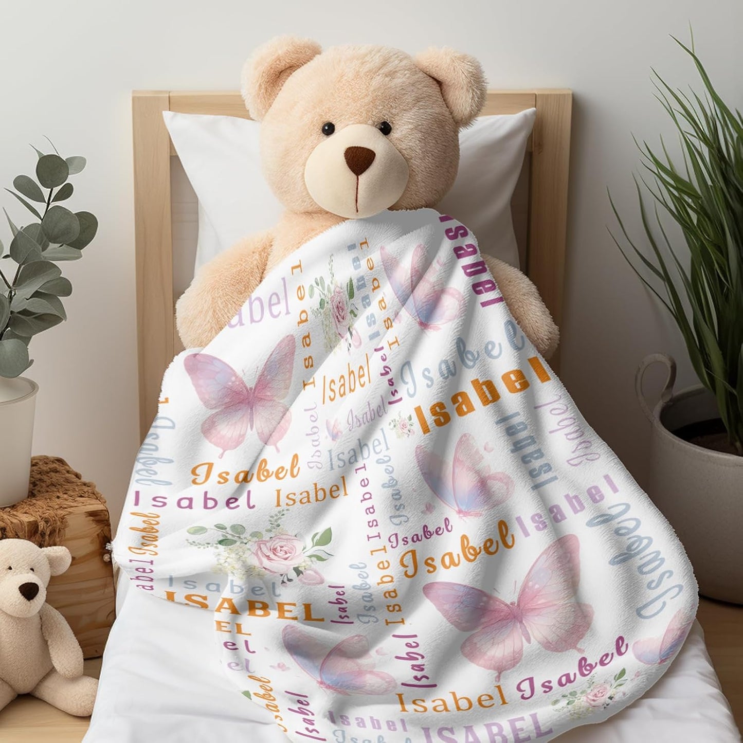 Ship Next Day, Personalized Baby Blanket - Printed in USA, Custom Baby Blanket with Name, Customized Animal Blankets for Boys & Girls, Soft Cozy Receiving Blankets for Toddlers, Stroller Decor Throw