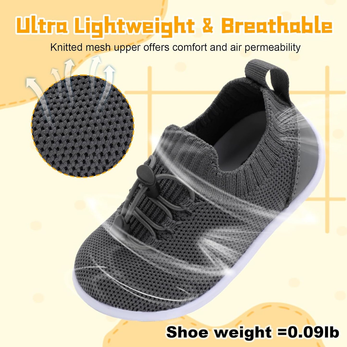 FEETCITY Baby Shoes Boys Girls First Walking Shoes Lightweight Infant Sneakers Slip On Shoe