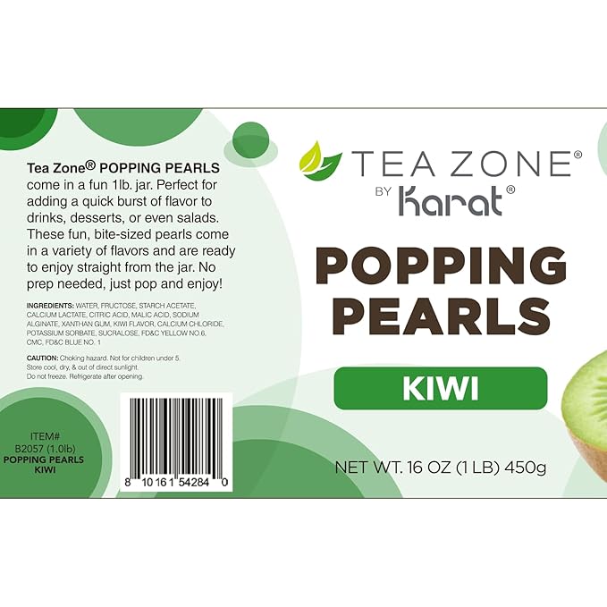 Tea Zone [1 Pound] Kiwi Popping Pearls, Bursting Pearls for Teas, Shakes, Smoothies, Dessert Toppings