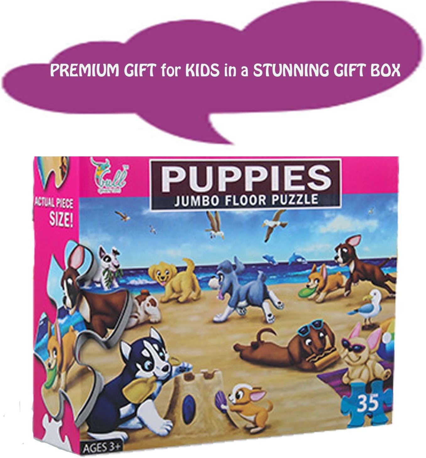 Jumbo Floor Puzzle for Kids, Large Jigsaw Puzzles 35 Piece for Kids Ages 3-5,Preschool Learning & Education Toys, Gifts for 4-8 Year Old Boys and Girls (Dog Animals)