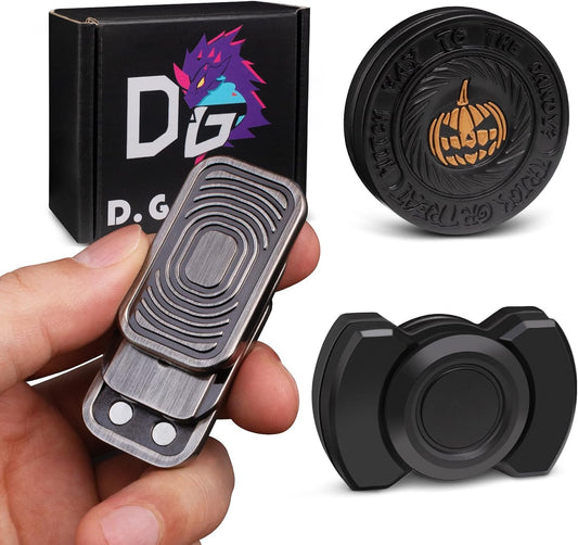 Fidget Toys Adults Pack, Metal Fidget Slider, Spinner and Haptic Coin, Decompression Metal EDC Cool Figette Toys for Adults Anxiety Relieve Stress, Greater Focus