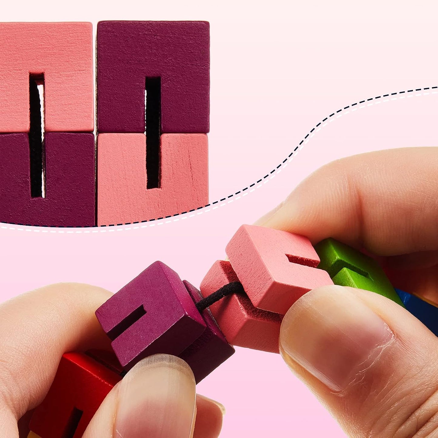 Wooden Toy Twist Block Cubes Puzzle Sensory Toys for Teens Party Favors for Boys and Girls (6 Pieces)