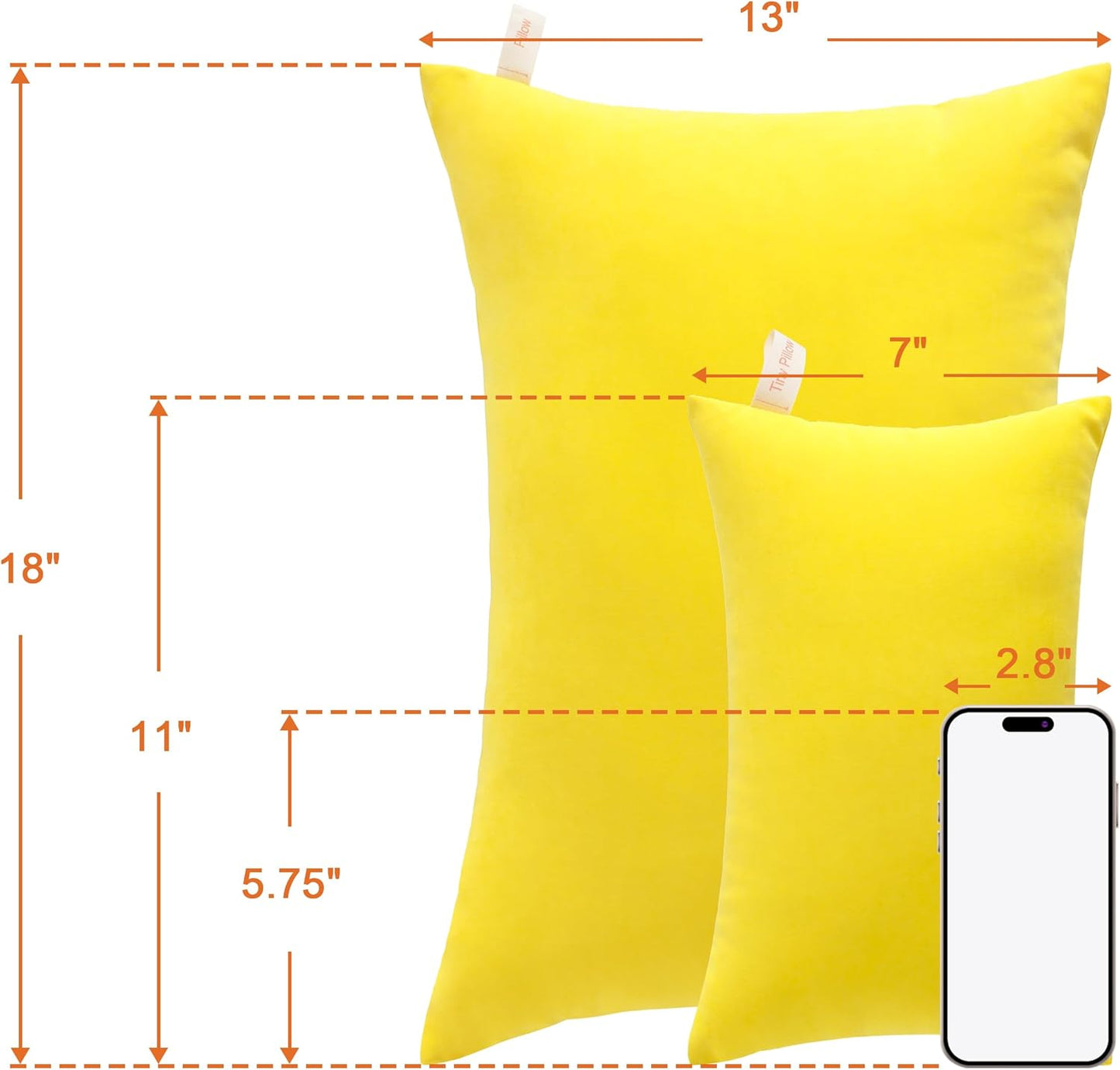 NTBAY Toddler Pillows, Down Alternative 13"x18" Pillows, Machine Washable - Soft and Breathable Travel Small Pillow for Sleeping, Ideal for Daycare, Crib, Cot, Yellow