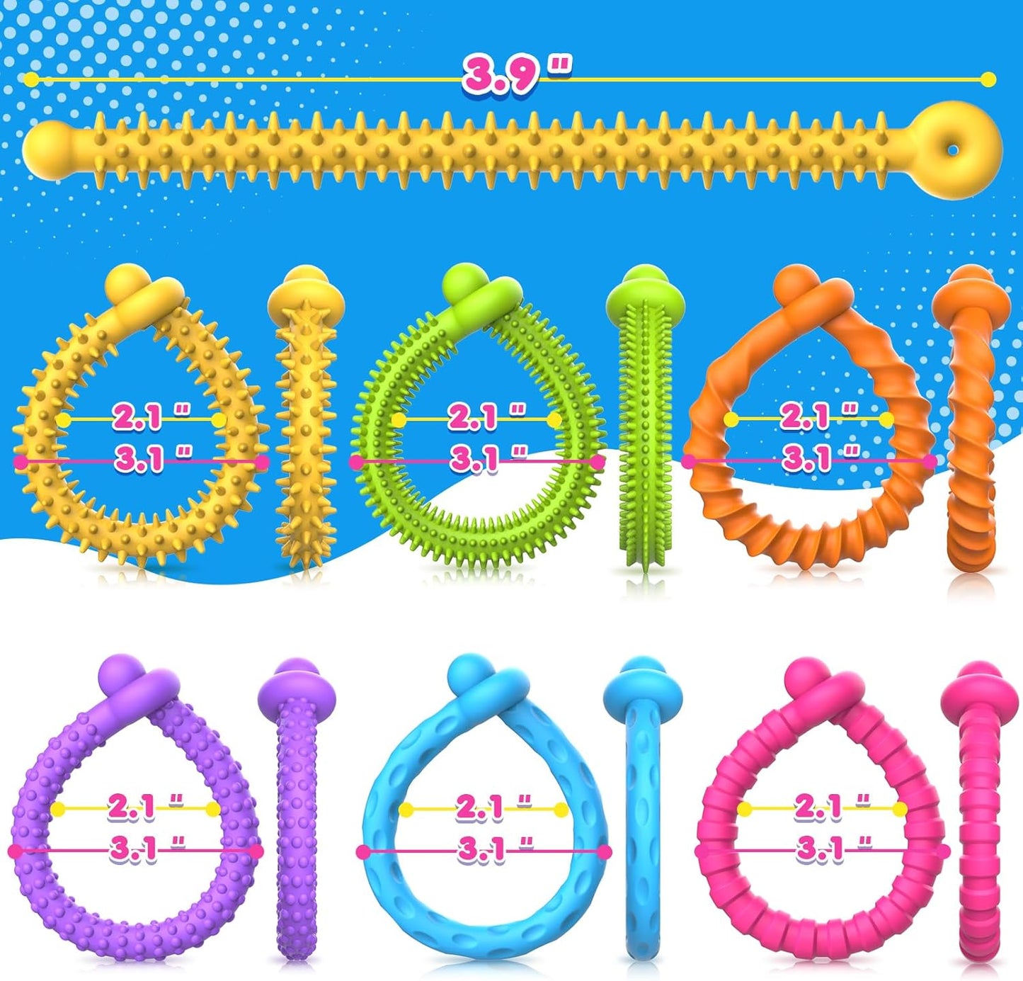 Sensory Toys Fidget Stretchy Strings: Fidget Toys Bracelet for Kids Calming - Adjustable Sensory Bracelet for Autism - Quiet Prizes Box Toys for Classroom 6 Pack