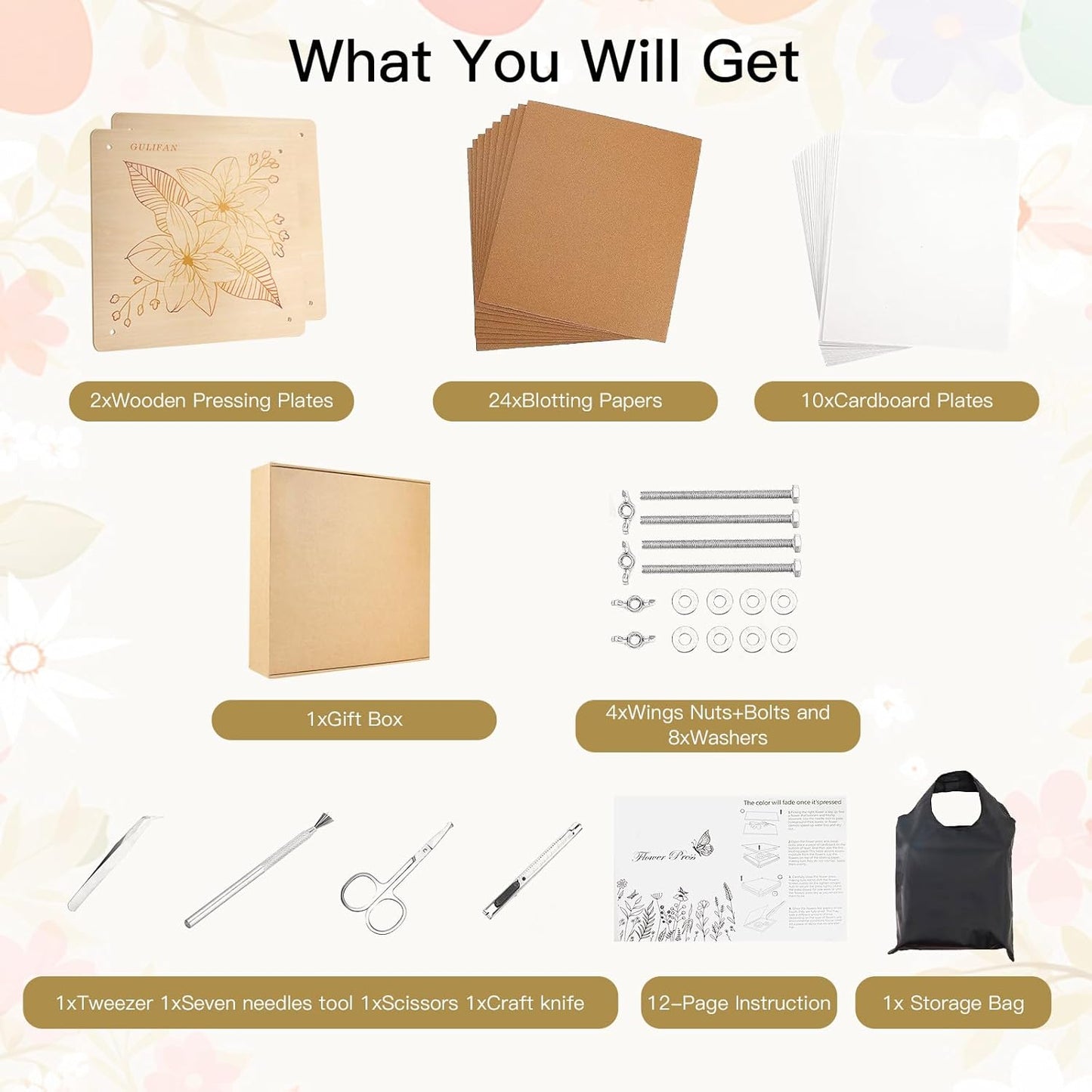 Extra Large Flower Press Kit 10.8 x10.8 inches with Storage Bag, DIY Arts and Craft Kit 10 -Layers, Ideal Gift for Flower & Plant Lovers