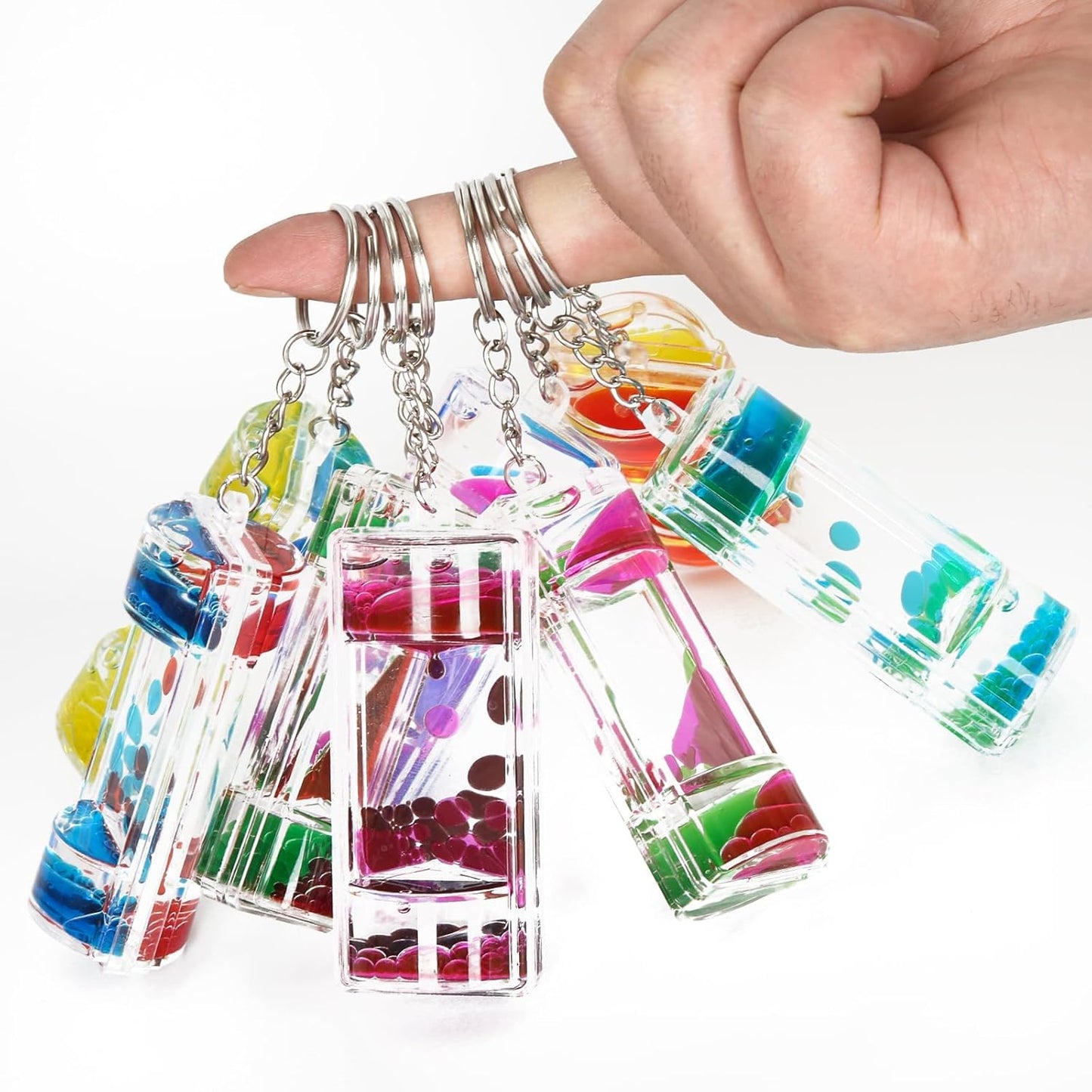 Liquid Motion Timer Key Chain - Sensory Bubbler Toy for Calming Fidget, Stress Relief - Water Bubble Desk Toy for Kids (1Box-8Pcs( Key Chain) Edition)