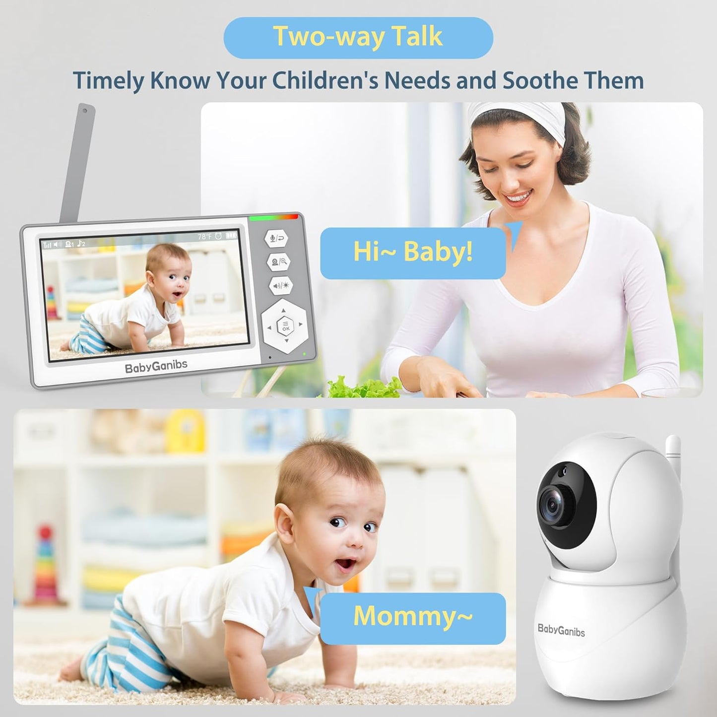 Baby Monitor with 3 Cameras Standby for 23-Hour Battery, Remote Control 4.3'' IPS Video Baby Monitor No WiFi Up to 1000ft Range, ECO, Night Vision, Temperature, 2-Way Talk, 8 Lullabies