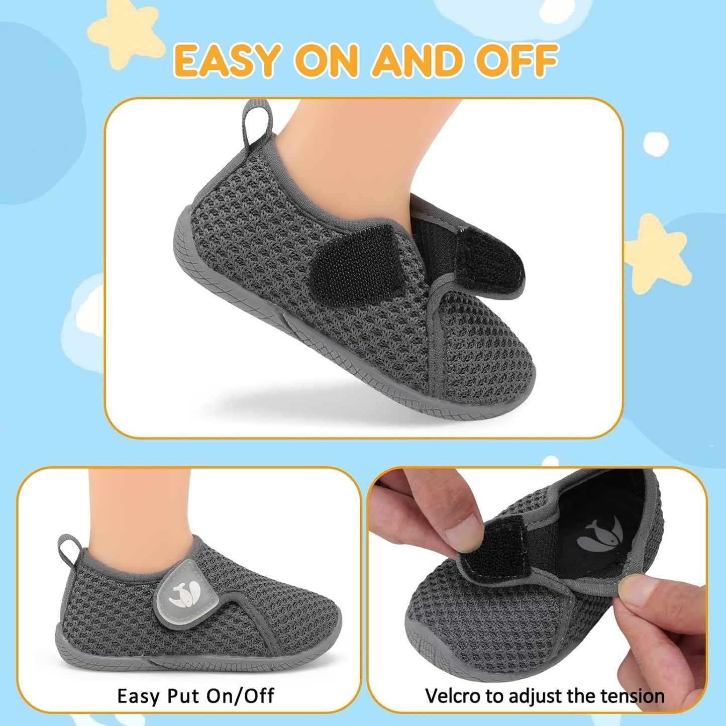 FEETCITY Toddler Walking Shoes Slip On Toddler Shoes Boys Girls Kids Sports Sneakers Casual School Shoes Barefoot Shoes