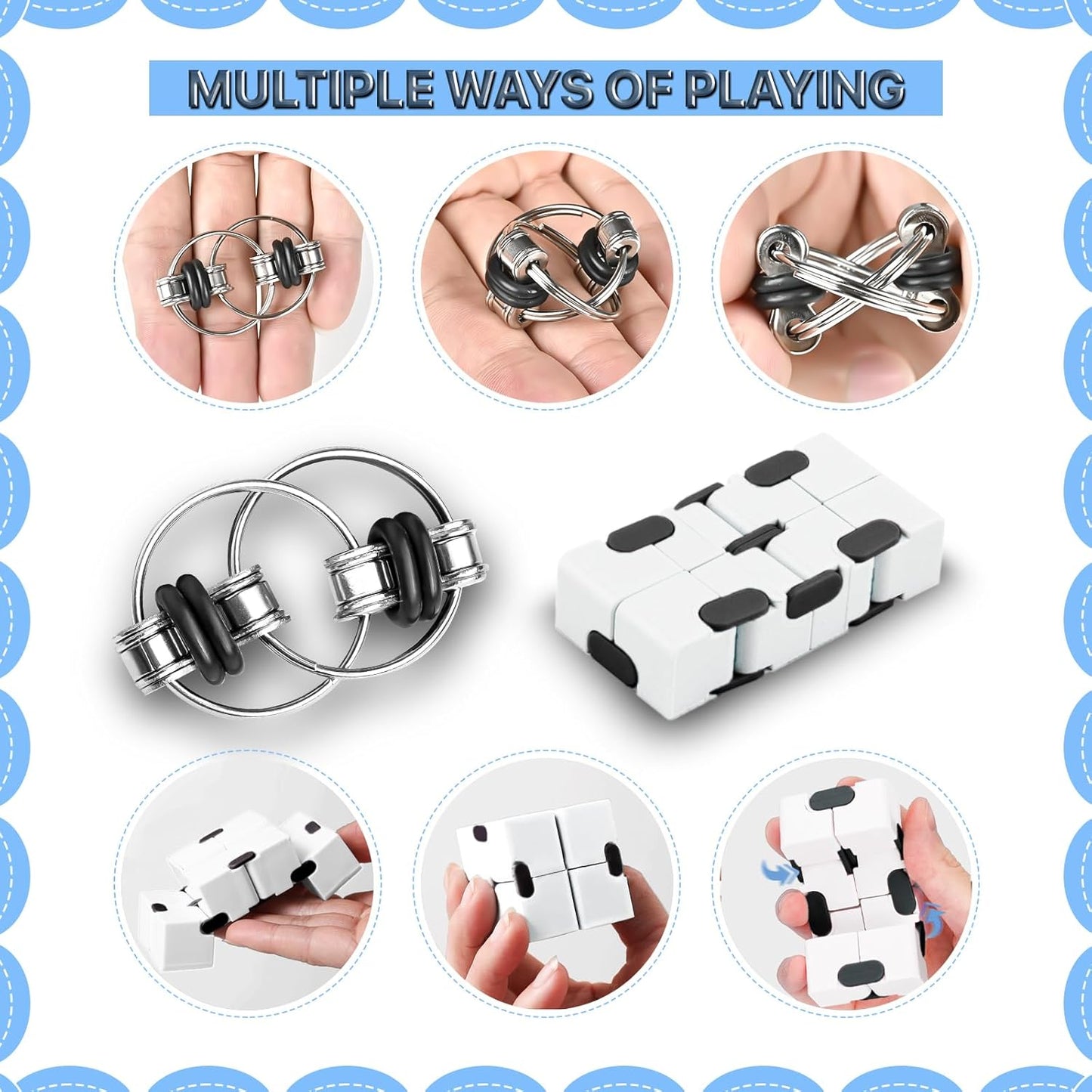 Fidget Toys Adults Set, Easter Basket Stuffers Gift for Kids Teen Cool Gadget Sensory Pack with Figette Spinner Cube ADHD Anxiety Relief Stress Magnetic Ring Office Desk Manget Toy for Boys