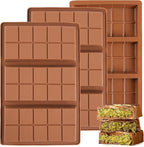1 Inch Deep Chocolate Bar Mold, 3 Cavity Large Dubai Chocolate Molds, Thick Candy Bar Mould for Filling（3 Packs）