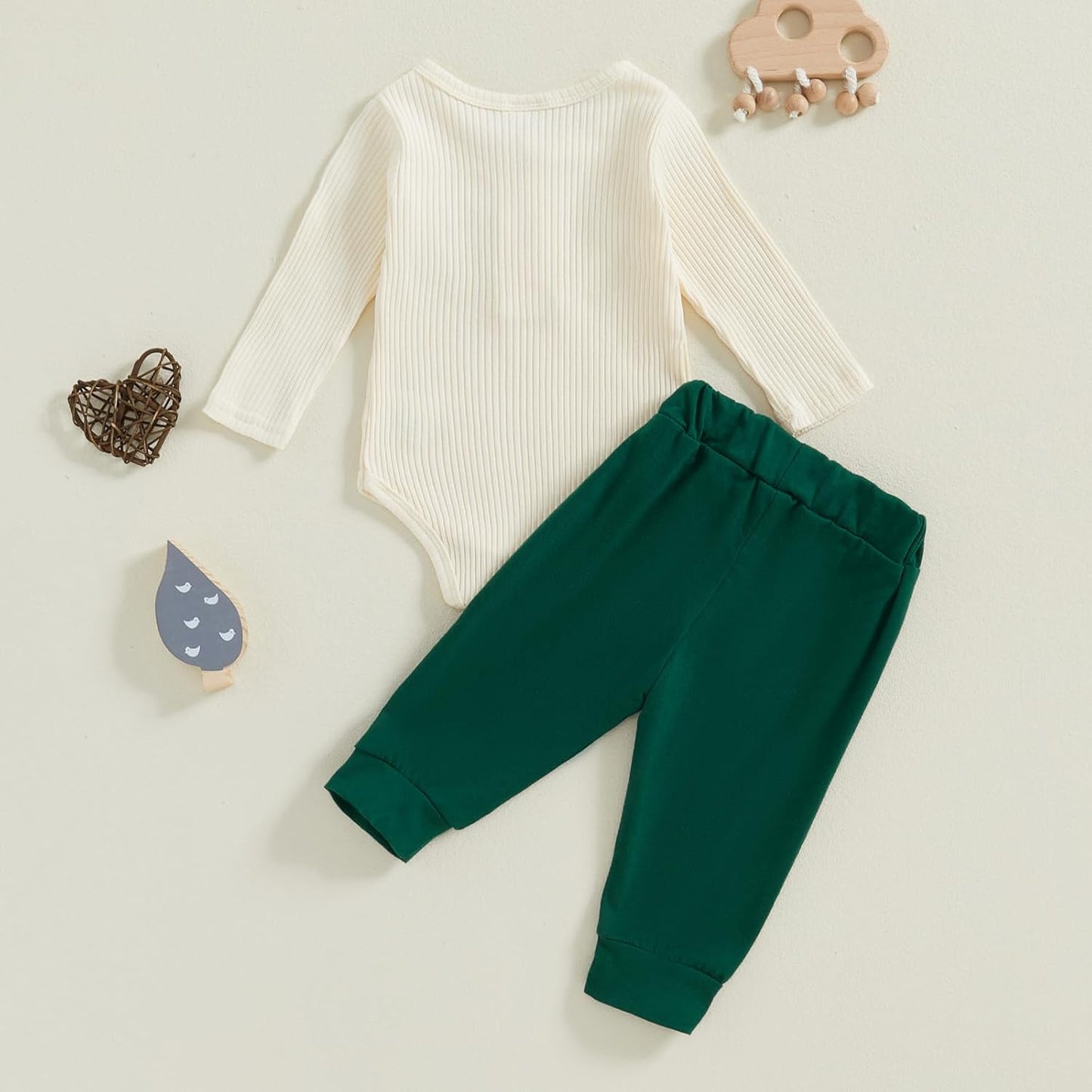 fhutpw Baby Boy Clothes 3 6 12 18 Months Ribbed Knitted Long Sleeve Romper and Pants Sets Newborn Fall Splicing Color Outfits