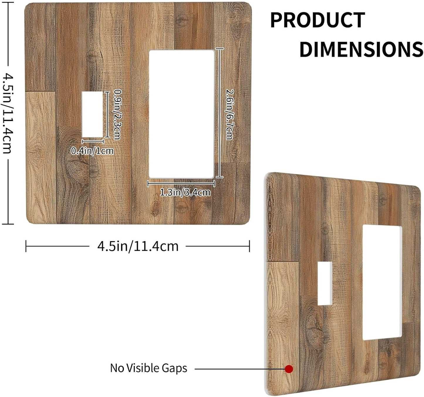 Outlet Covers Retro Rustic Brown Wood Grain 1 Toggle 1 Rocker Combination Decorative Wall Plate Electrical Switch Plates Light Switch Cover Plate For Farmhouse Cabin Decor