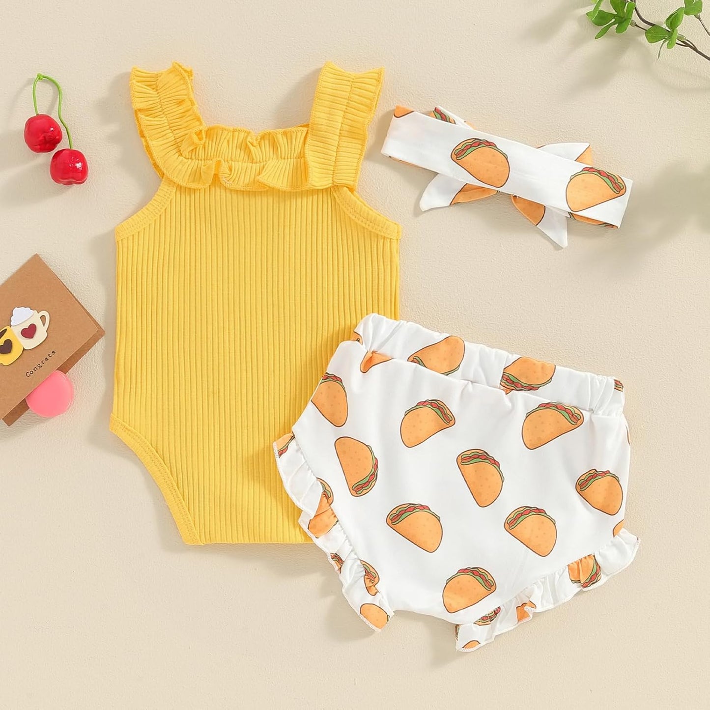 fhutpw Baby Girl Clothes Summer Cute Outfits 3 6 12 18 Months Spaghetti Strap Romper & Floarl Shorts Sets