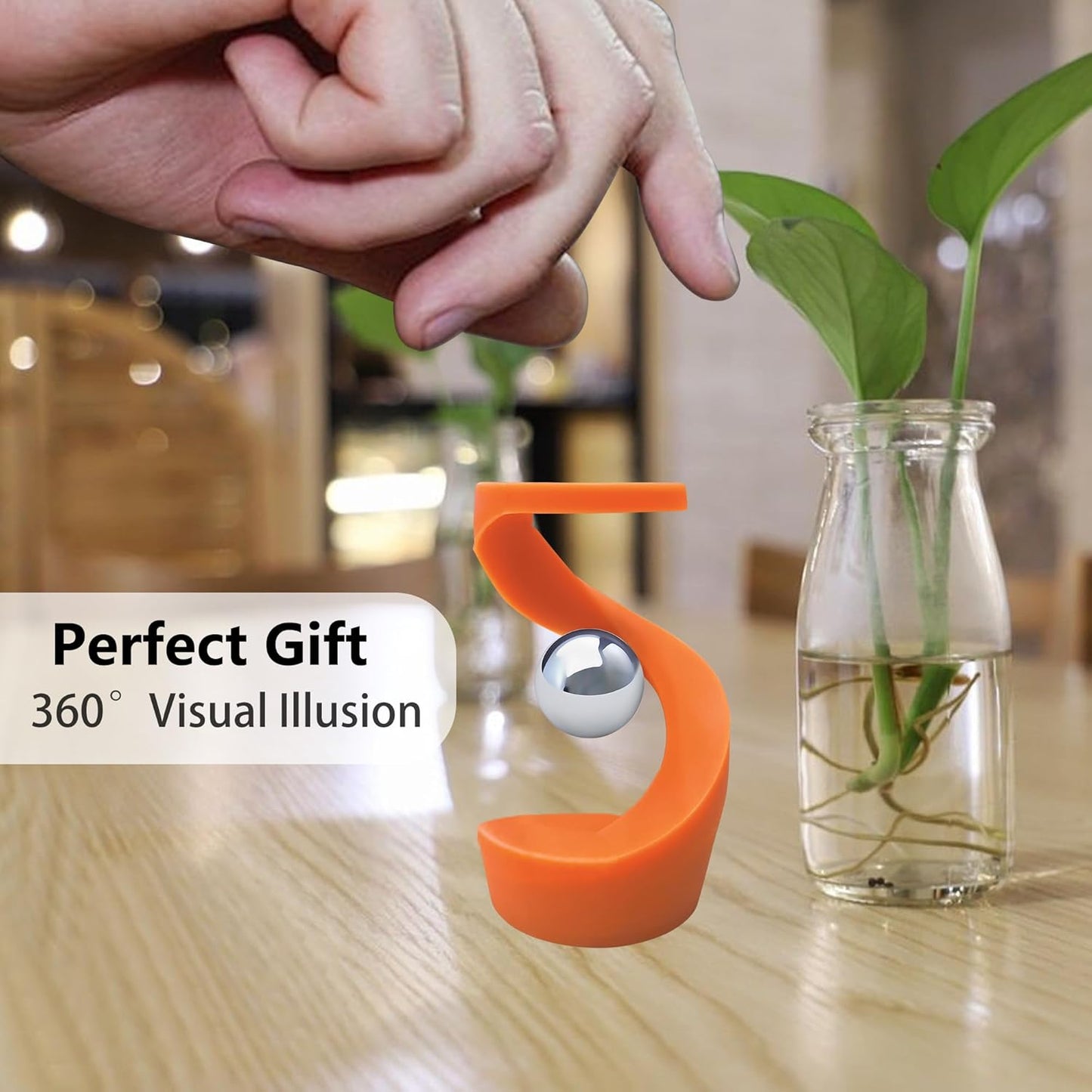 Kinetic Spinning Desk Toys,Rotating Left and Right,with a Unique Visual Illusion,Keep Focus,Relieve Stress,Executive Desk Toy Gifts for Adult Teen Children-Orange