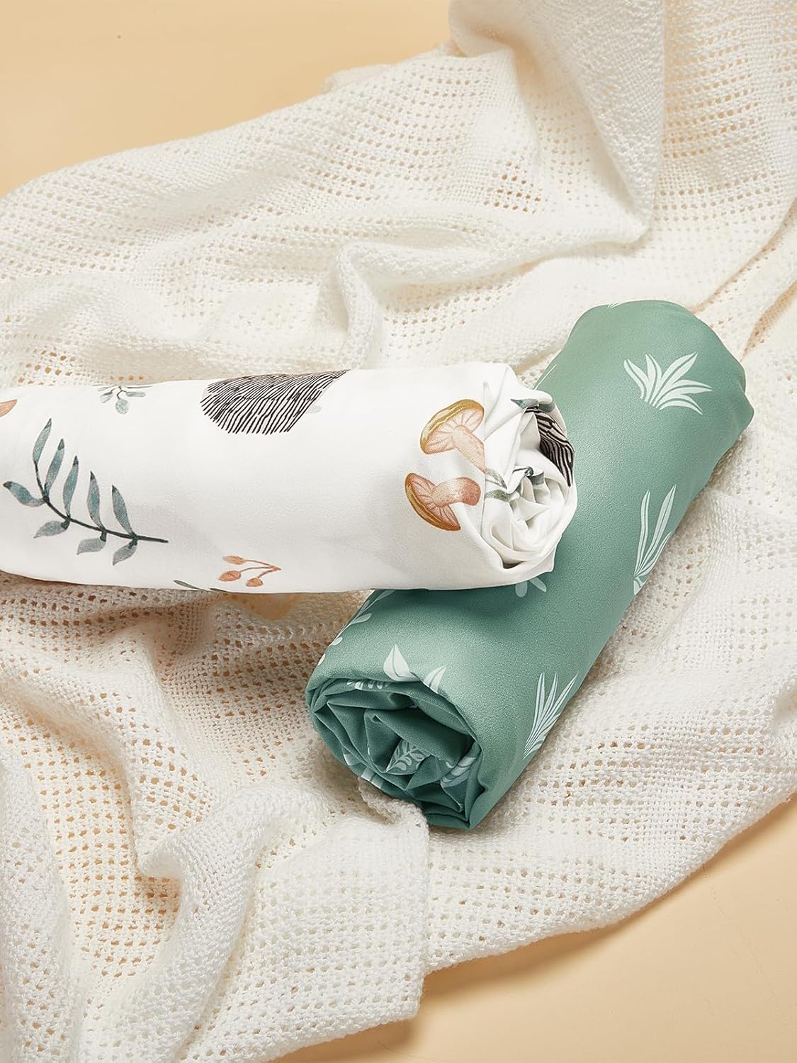 TILLYOU Baby Crib Sheets for Boys Girls, Super Soft Toddler Bed Sheets, 2 Pack Sheets for Standard Crib Mattress 28x52in, Hedgehog Garden and Green Leaves