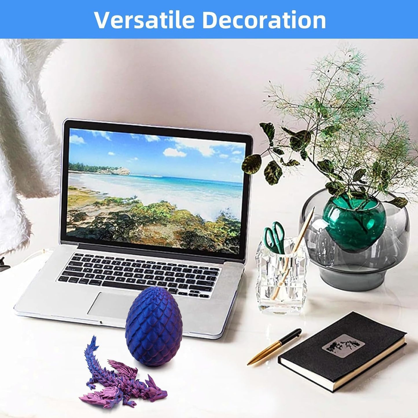 3D Printed Dragon with Wings, 3D Printed Dragon Eggs with Dragon Inside, Dragon Fidget Toy, Articulated Crystal Dragon in Egg, Home Office Decor(Red)