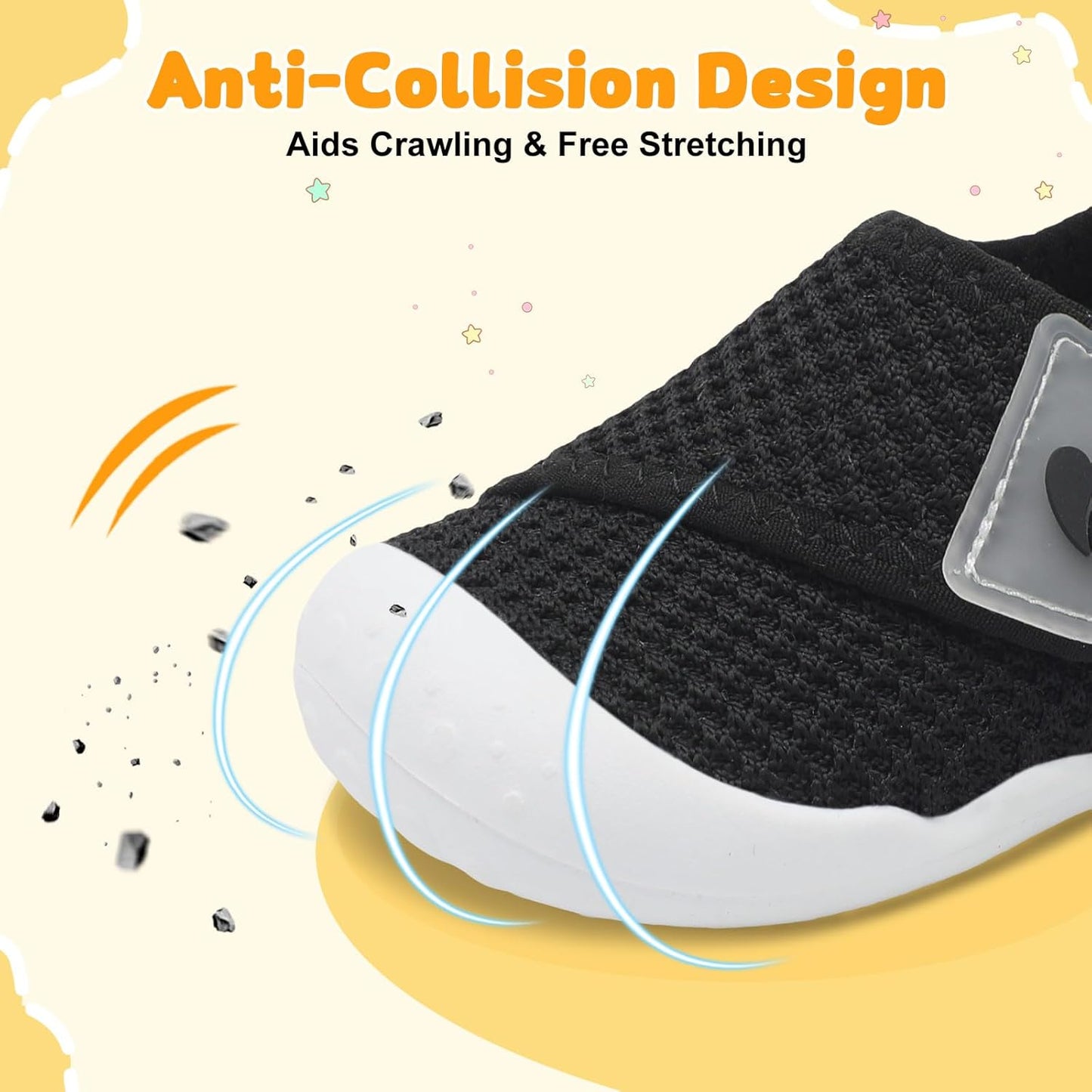 FEETCITY Baby First Walking Shoes Wide Baby Shoes Infant Sneakers Newborn Crib Shoe Barefoot Lightweight Slip On Shoe