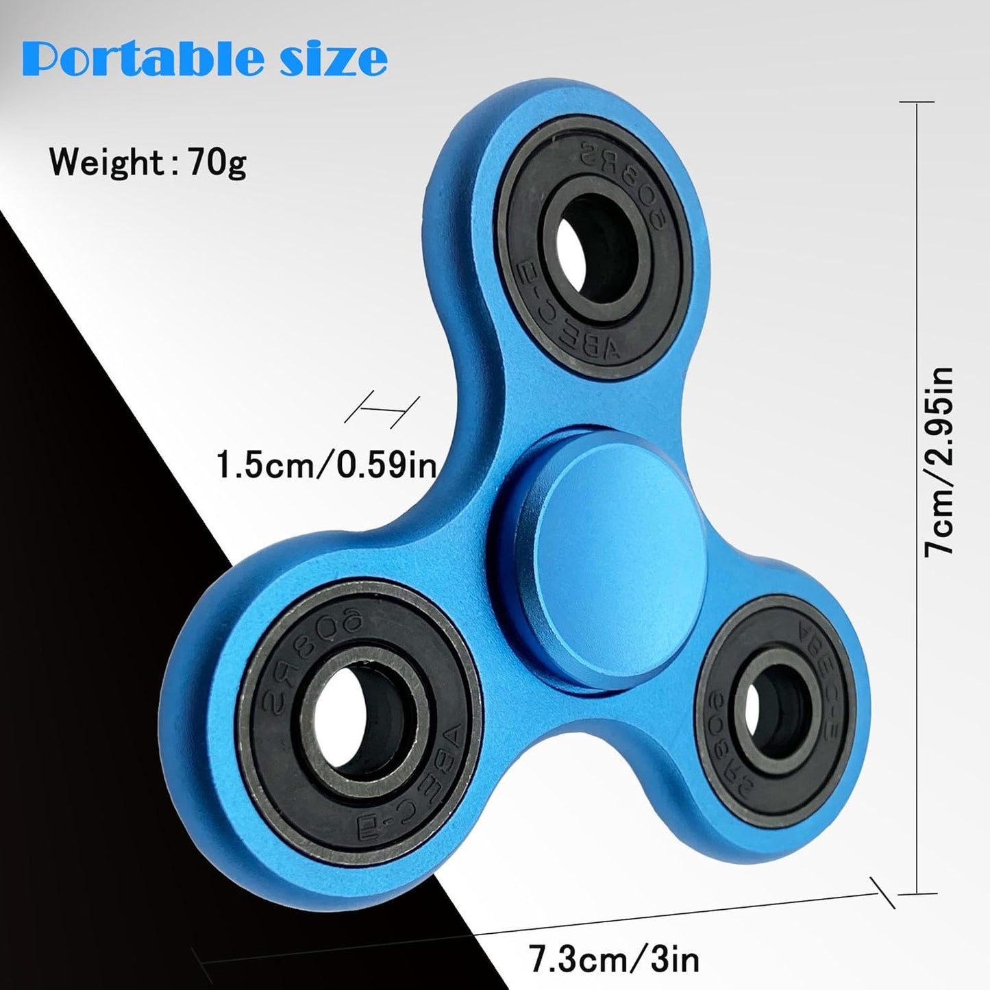 Fidget Spinners Toy Ultra Durable Stainless Steel Bearings High Speed 3-6 Min Spins Metal Material Hand Spinner ADHD Focus Anxiety Toys Stress Relief Reducer Fidget Spinner for Kids Adults Blue