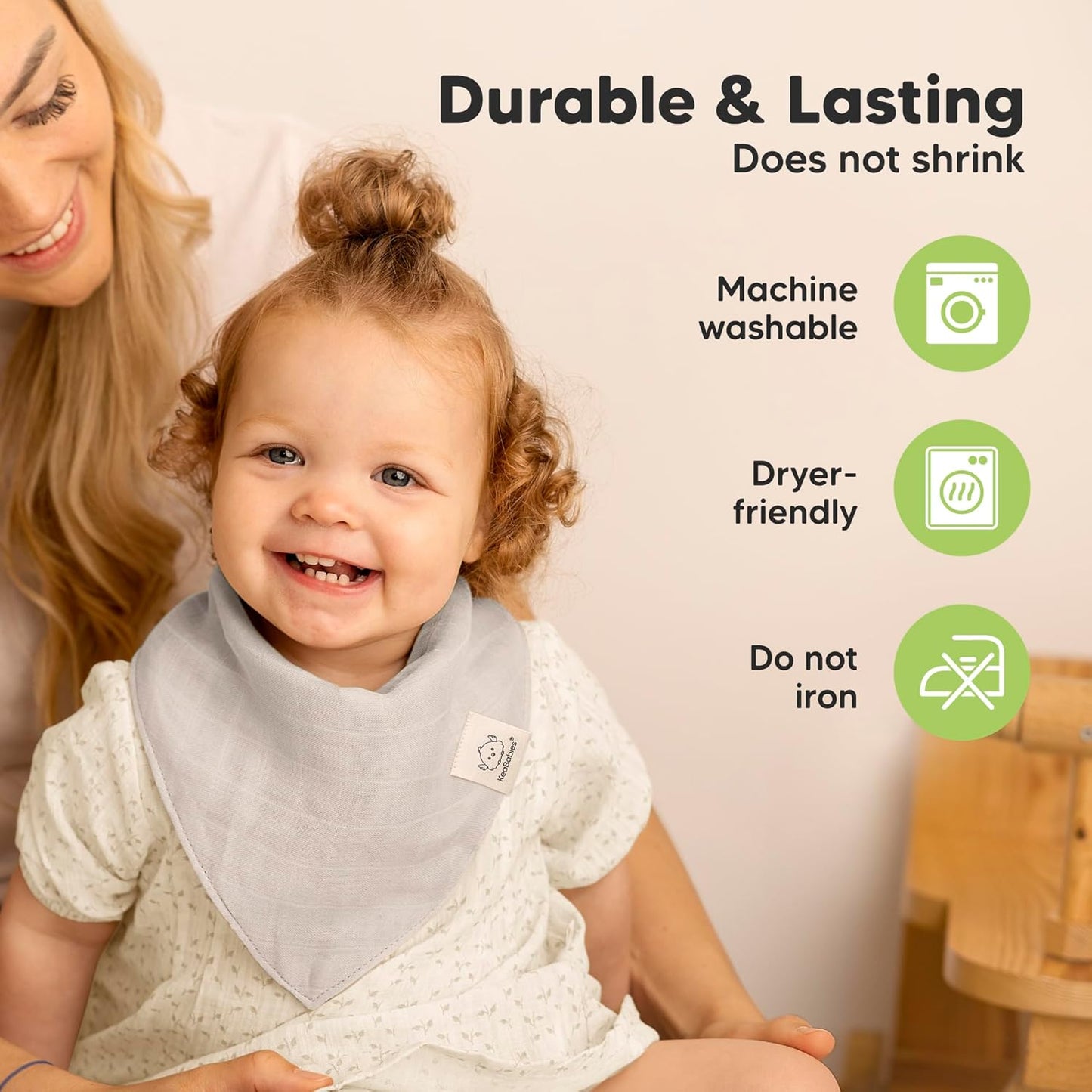 8-Pack Muslin Baby Bibs for Boys, Girls - Muslin Bandana Drool Bibs for Baby Girl & Boy, Drooling Newborn, Teething Toddler, Infant 0-36 Months, 100% Cotton Extra Absorbent & Soft (Pine)