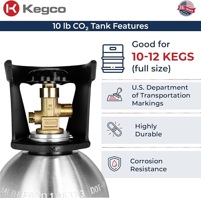 Kegco 10 lb. Aluminum Tank Co2 Cylinder