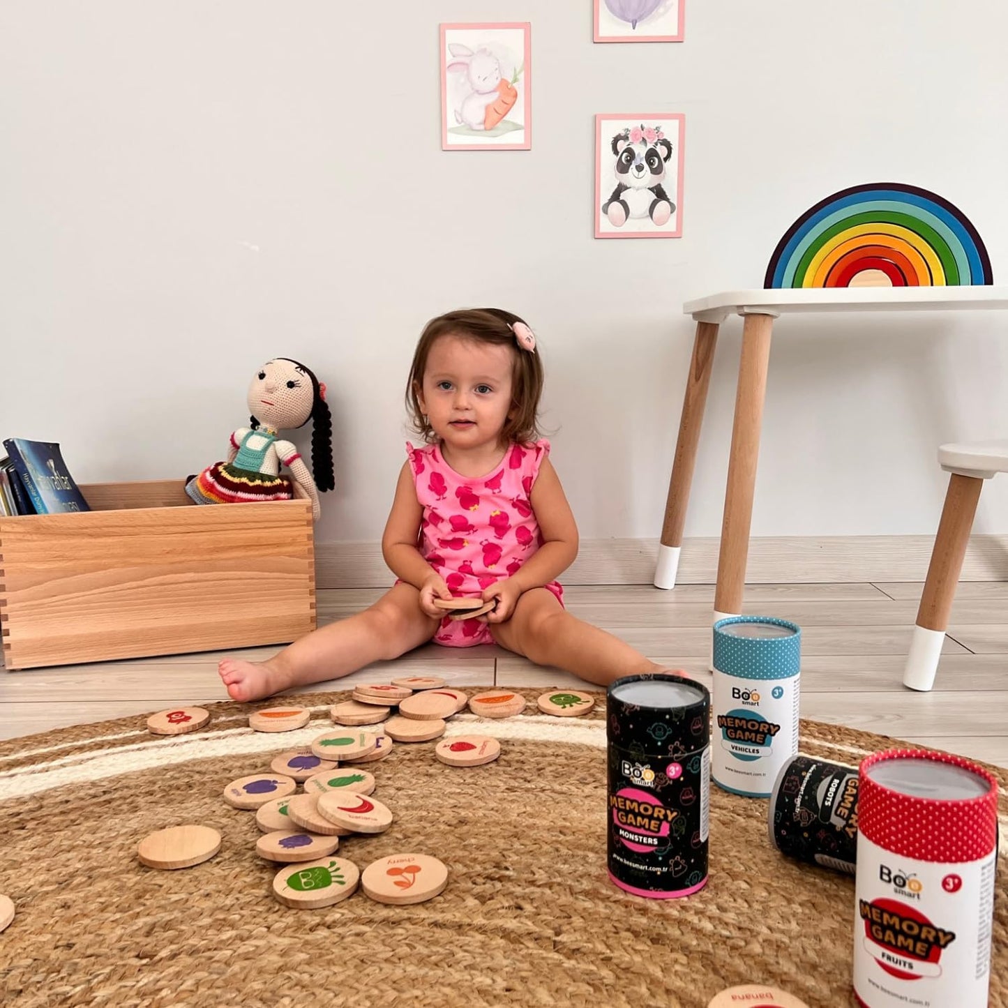 bee smart Wooden Memory Game - Matching Memory Game for Kids 3 and Up, 16Pcs | Educational Toy for Preschool Toddlers Board Games (Numbers)