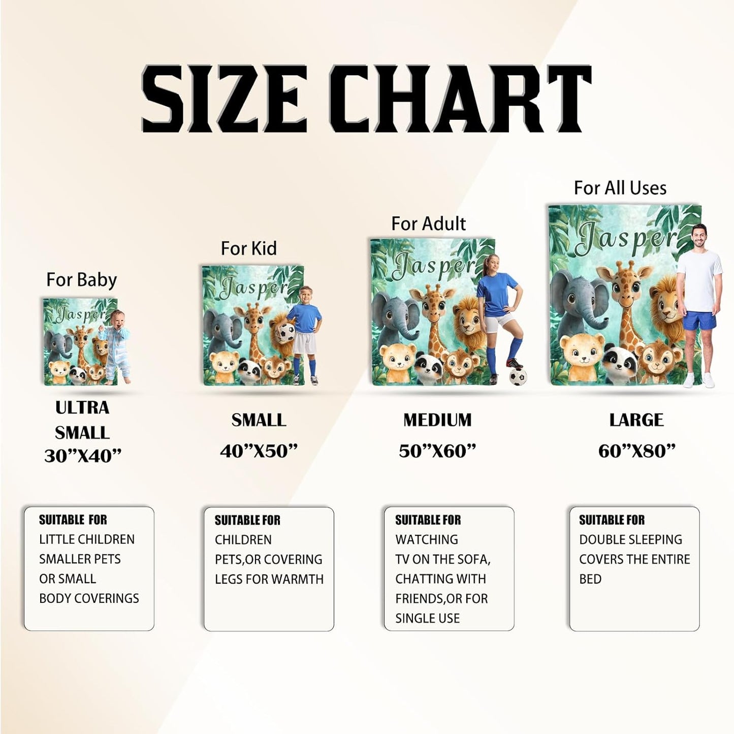 Ship Next Day, Personalized Baby Blanket - Printed in USA, Custom Baby Blanket with Name, Customized Animal Blankets for Boys & Girls, Soft Cozy Receiving Blankets for Toddlers, Stroller Decor Throw