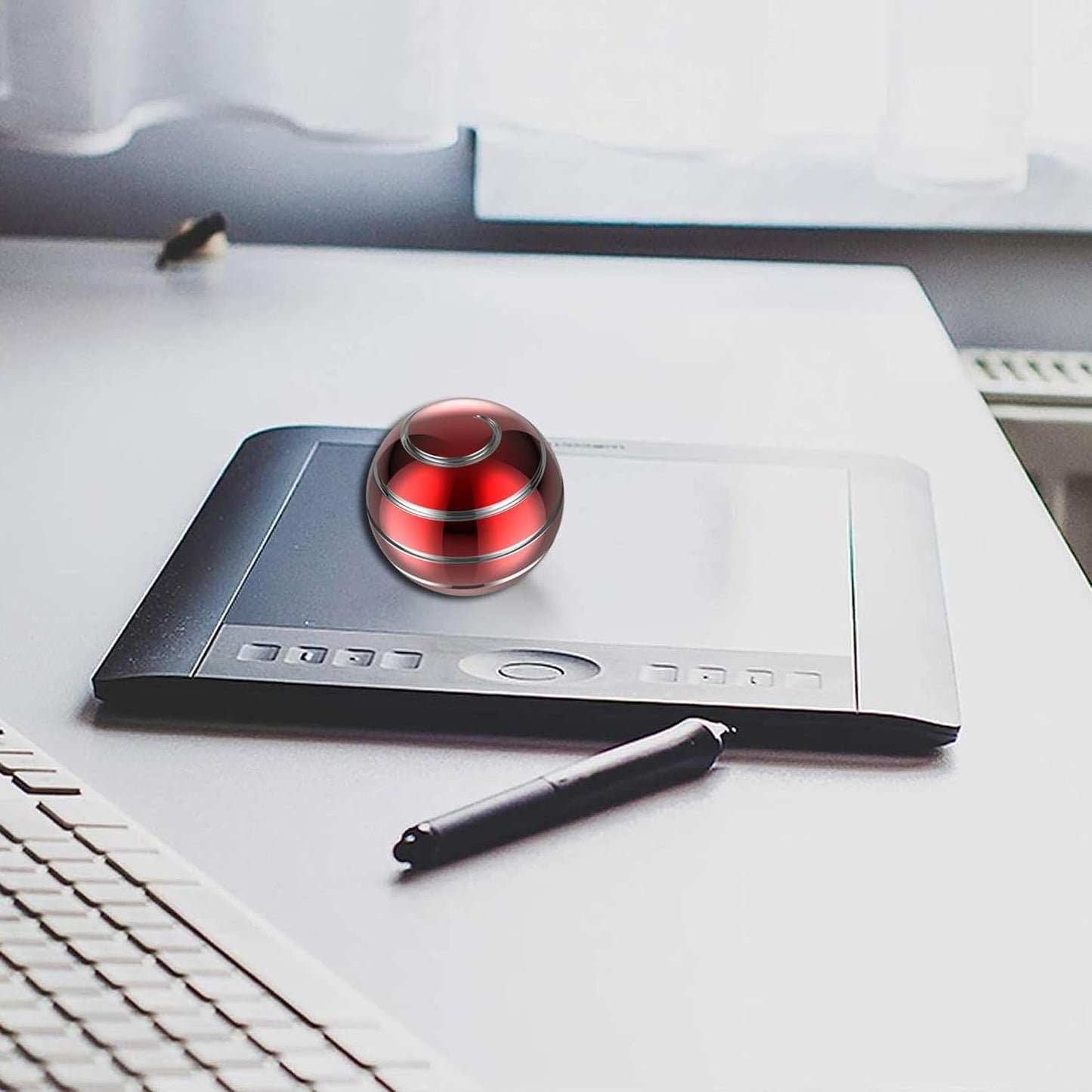 Kinetic Desk Spinning Ball, 2.17'' Kinetic Desk Toys for Office for Adults, Fidget Toys for Party Favors, Christmas Stocking Stuffers, Easter Basket (55MM, Red A)