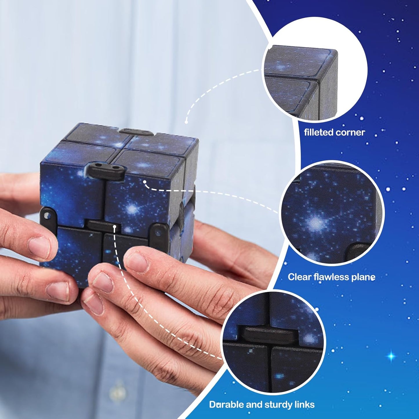 Fidget Infinity Cool Cube Toys: Fidget Toy Hand Held Magic Cubes Cool Stuff Gadgets Things Unique Birthday Gifts Boys Girls Kids Adults Anxiety Stress Relief Sensory Christmas Stocking Stuff Gift Toys
