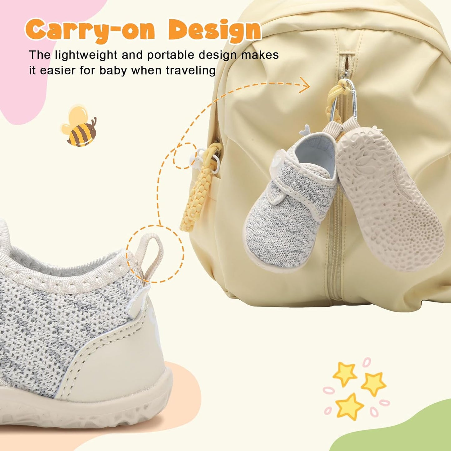 FEETCITY Baby Walking Shoes Barefoot Baby Shoes Infant Sneakers Newborn Crib Shoe Lightweight Flexible Slip On Shoe