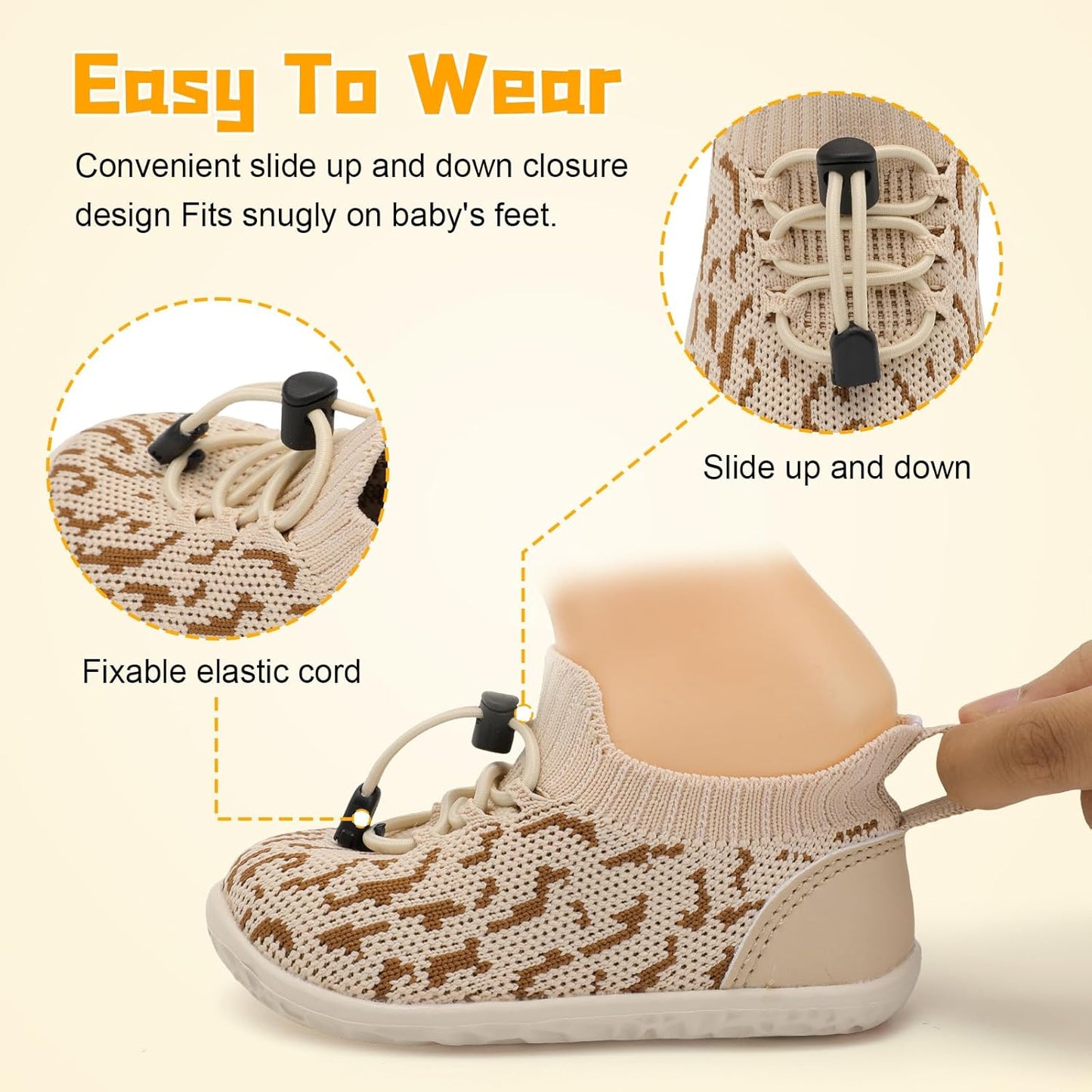 FEETCITY Baby Shoes Boys Girls First Walking Shoes Lightweight Infant Sneakers Slip On Shoe