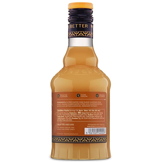 Liber & Co. Almond Orgeat Syrup (12.68 oz) - Craft Cocktail Mixer Made with California Almonds & Orange Blossom Water - Makes 17-25 Cocktails - Essential for Authentic Mai Tais, Tiki Drinks, and Coffee