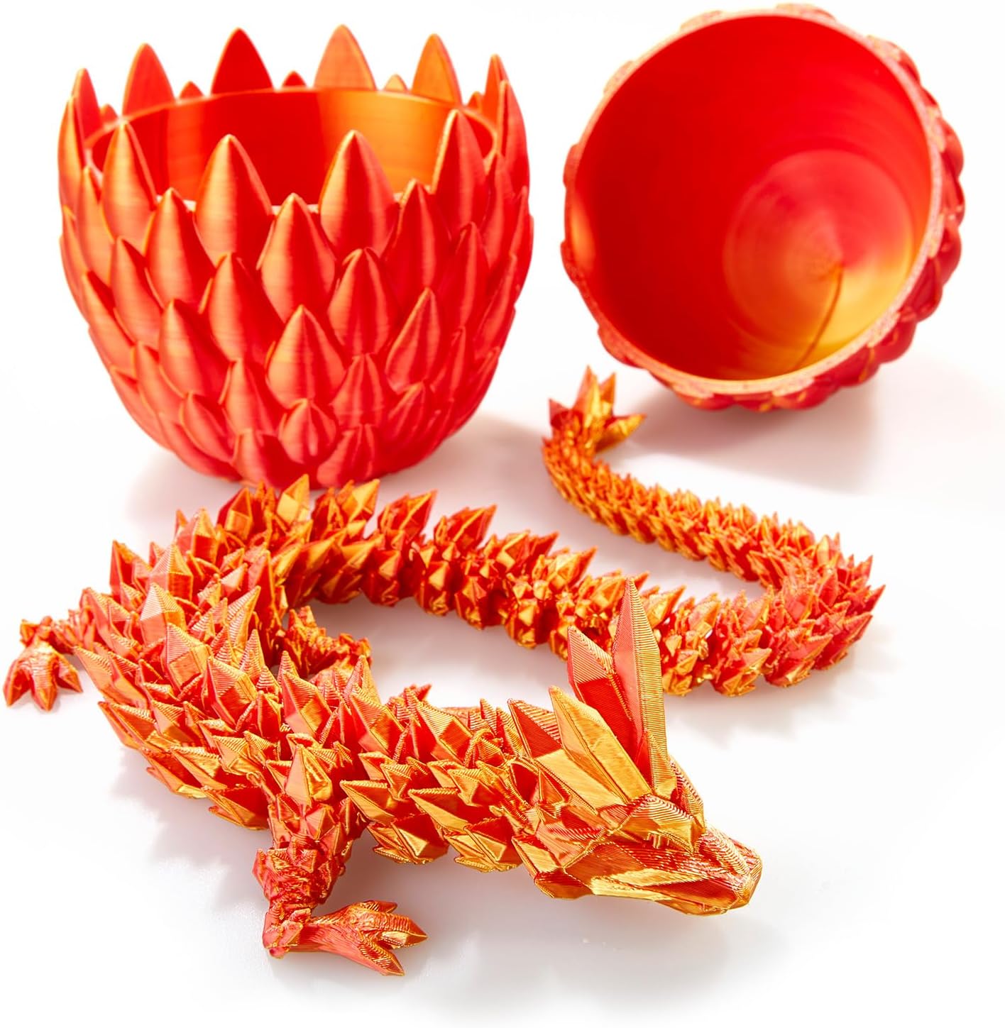 Easter Eggs 3D Printed Dragon Egg Dragon Eggs with Dragon Inside Fidget Toys Pendant Desk Decorative Easter Egg Fillers Easter Gifts for Boys Kids Home Office Decor (Silk Red)