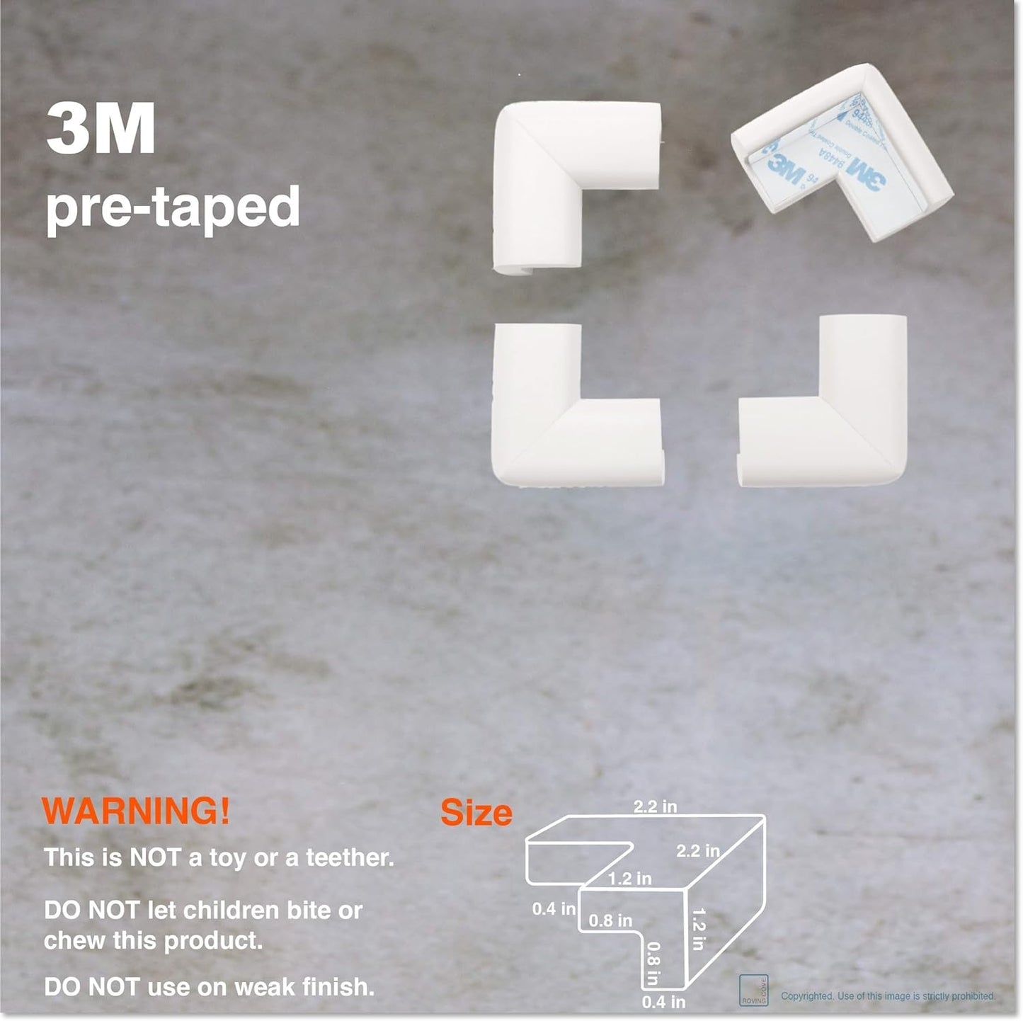 Roving Cove HeftyFit Corner Protector for Baby (16 Large Corners), Heavy-Duty Soft Rubber Foam Furniture Corner Bumper Guards, 3M Adhesive Pre-Taped, Oyster White (Off White)