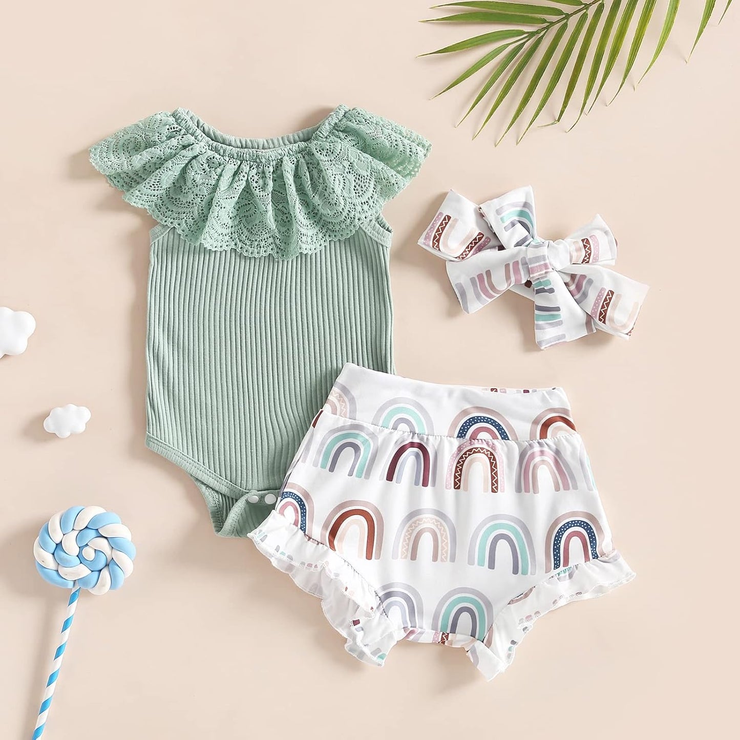 fhutpw Baby Girl Clothes Summer Cute Outfits 3 6 12 18 Months Spaghetti Strap Romper & Floarl Shorts Sets