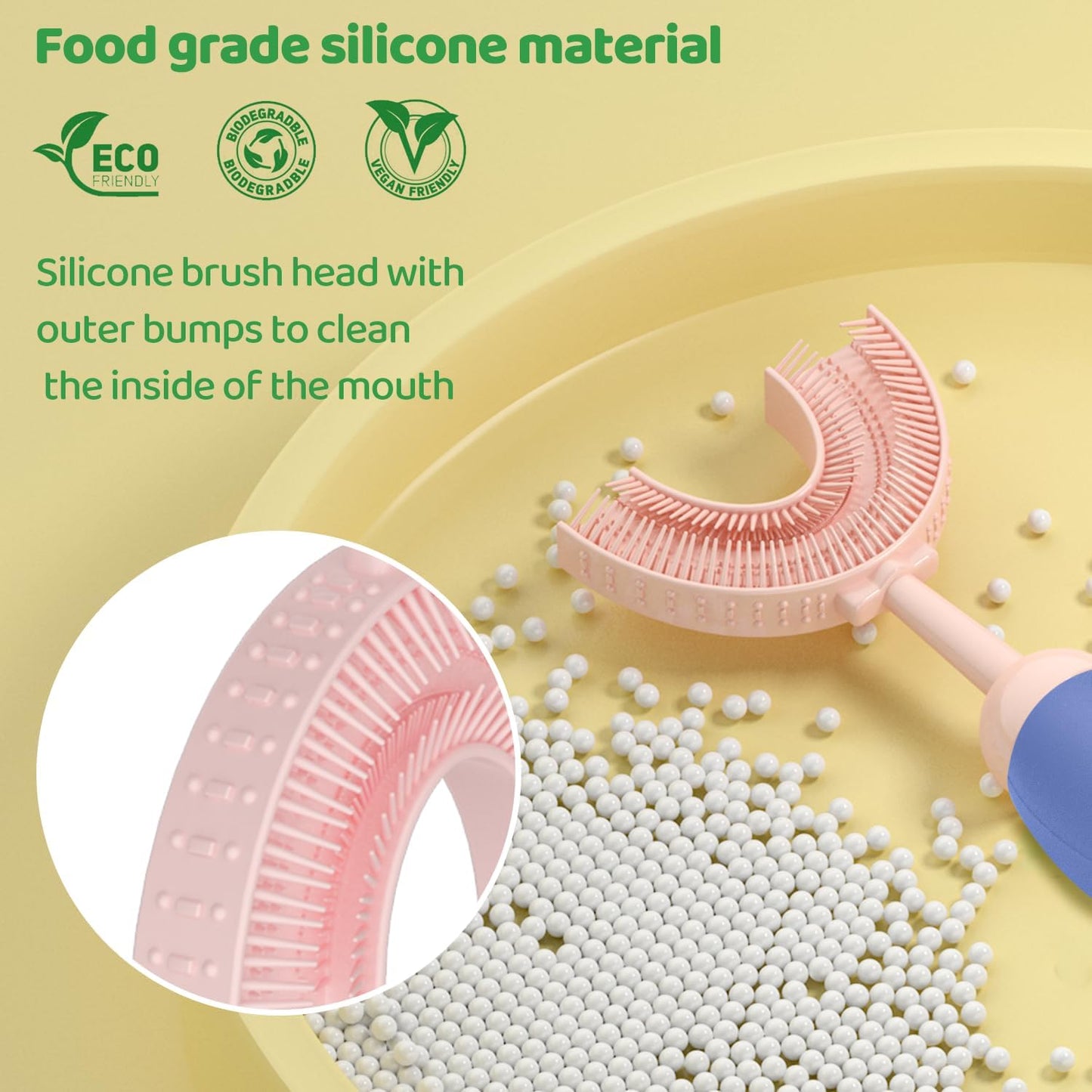 U-Shaped Toothbrush for Kids Ages 2-7， Soft Food-Grade Silicone for Sensitive Gums， 360° Teeth Cleaning Design，Training & Travel-Friendly Toddlers' Toothbrush (Light Green)