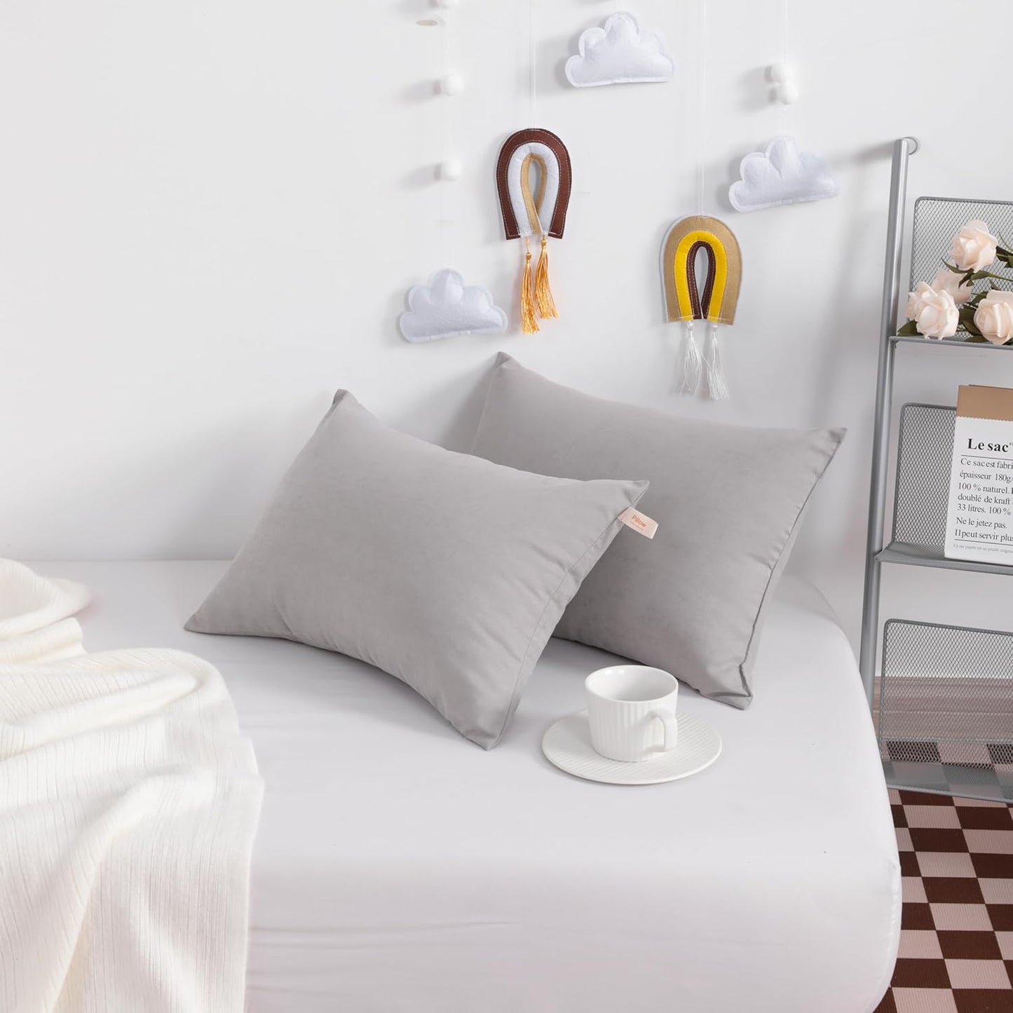 NTBAY Tiny Pillows, Down Alternative 7"x11" Microfiber Mini Pillows for Travel, Pets, Soft Machine Washable Small Pillow for Neck, Wrist, Lumbar and Knee, Light Grey