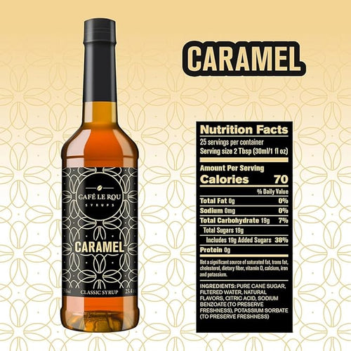 "NEW" Café Le Rou Caramel Classic Syrup - 25.4 oz, 1 Pack with 1 Gold Pump Dispensers 25.4 Fl Oz (Pack of 1)