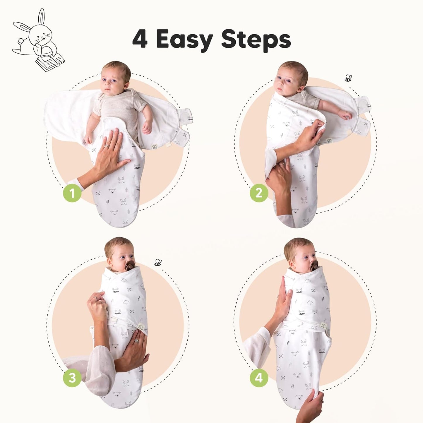 3-Pack Organic Baby Swaddle Sleep Sacks - Swaddles for Newborns, Infant 3-6 Months, Baby Girls, Boys, Soft & Snug Newborn Sleep Sack, Nursery Swaddling Blankets (Nordic, L)